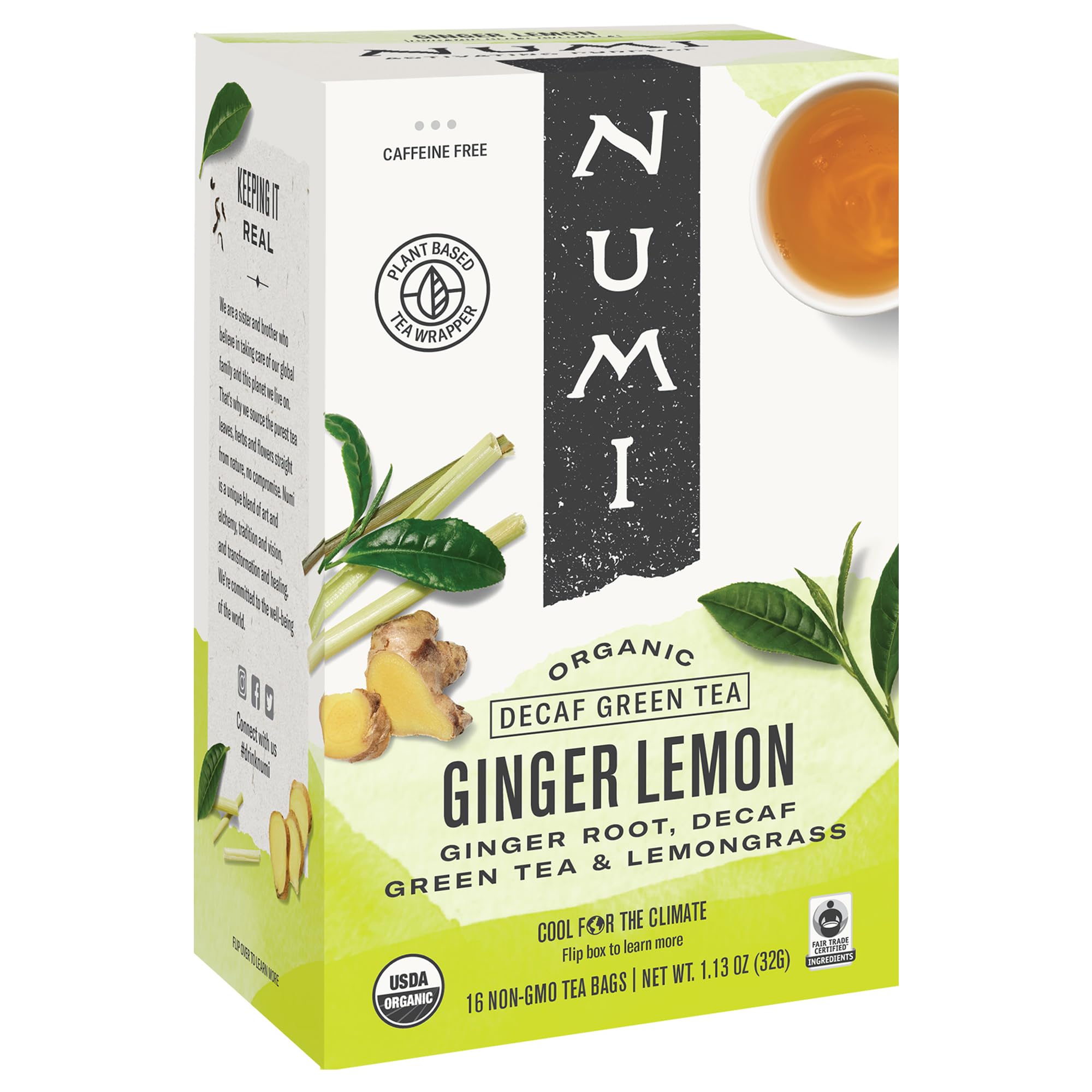 Amazon.com : Numi Organic Ginger Lemon Decaf Tea, 96 Green Tea