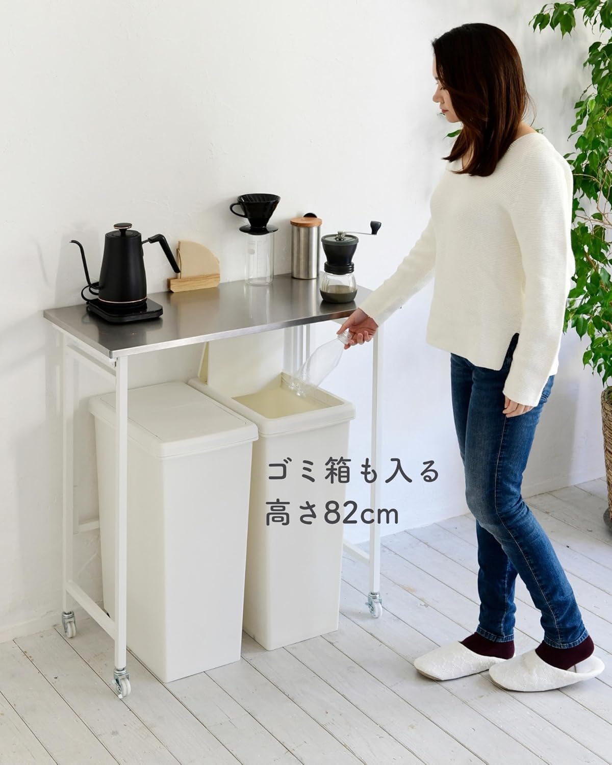 Amazon.co.jp: 作業台 キャスター付き ステンレス天板 折りたたみ 幅80