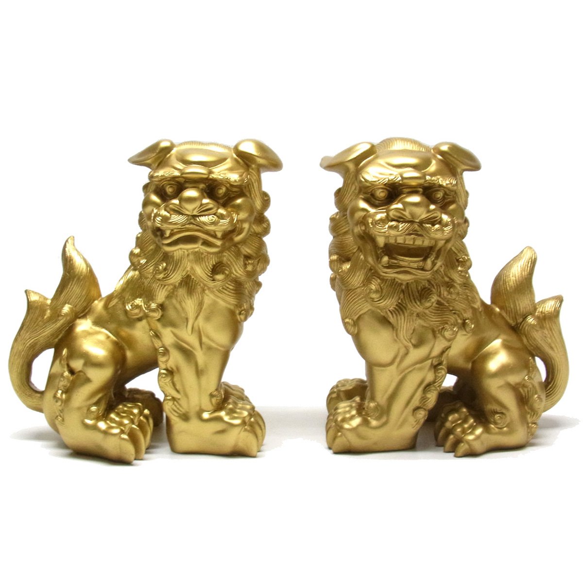 Amazon.co.jp: 風水・開運置物 狛犬（獅子狛犬）金 20cm グッズ