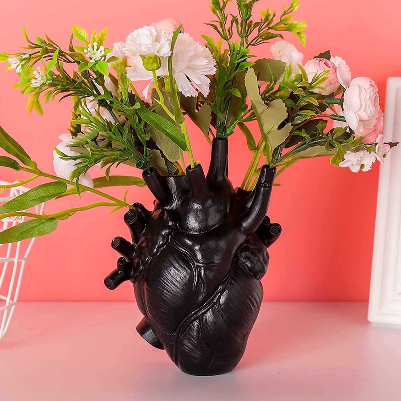 Amazon.co.jp: 花のための解剖学的な心臓の花瓶創造的なハート型の彫刻