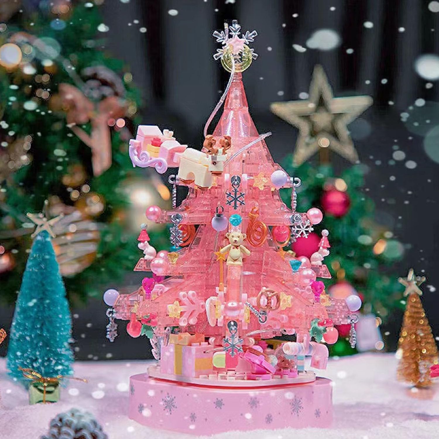 Amazon.co.jp: ピンククリスタル クリスマスツリービルディング