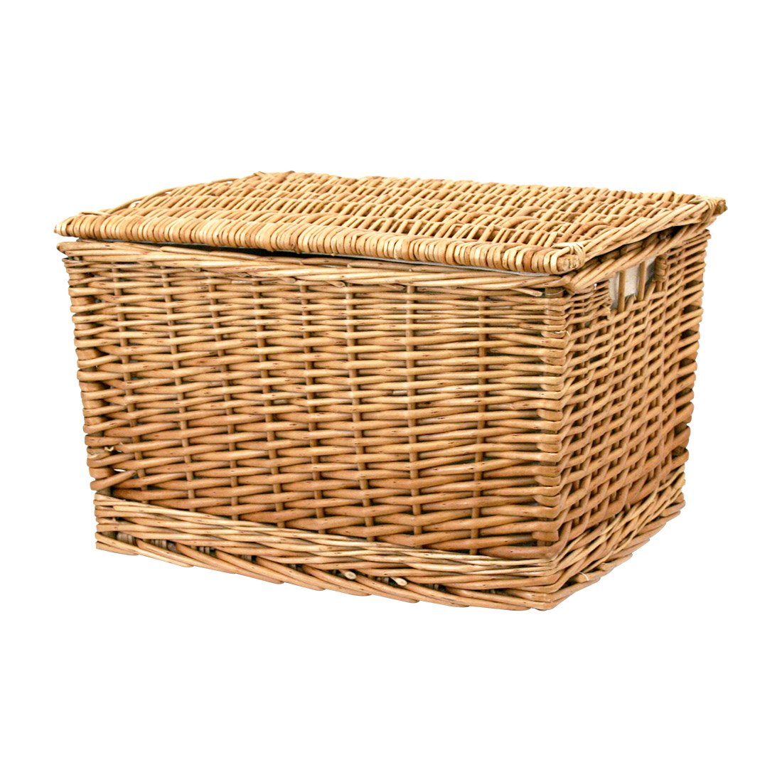 Amazon.co.jp: 天然素材 フタ 付き かご 収納 バスケット Lサイズ 内布