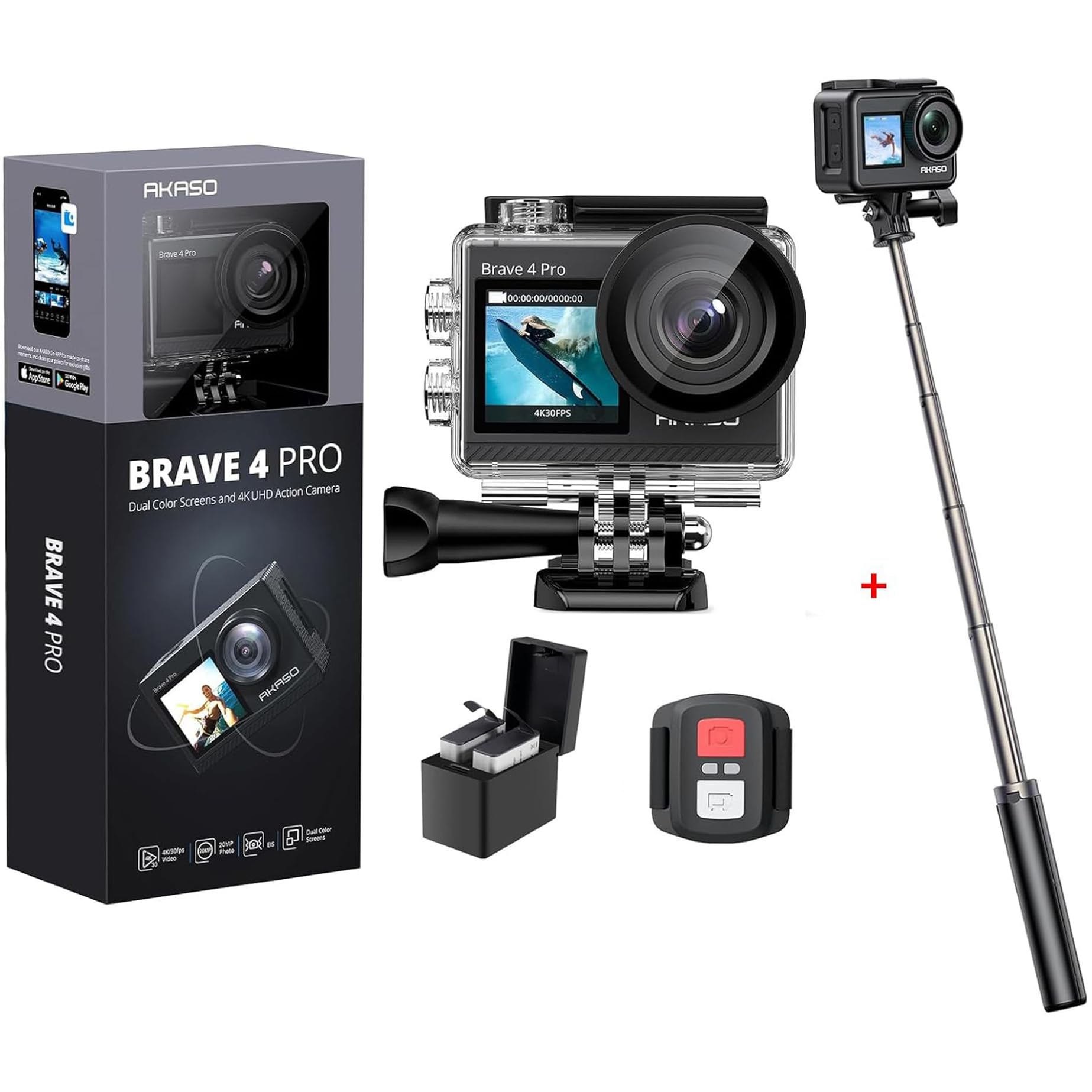 Amazon.com : AKASO Brave 4 Pro Action Camera with 60cm Selfie