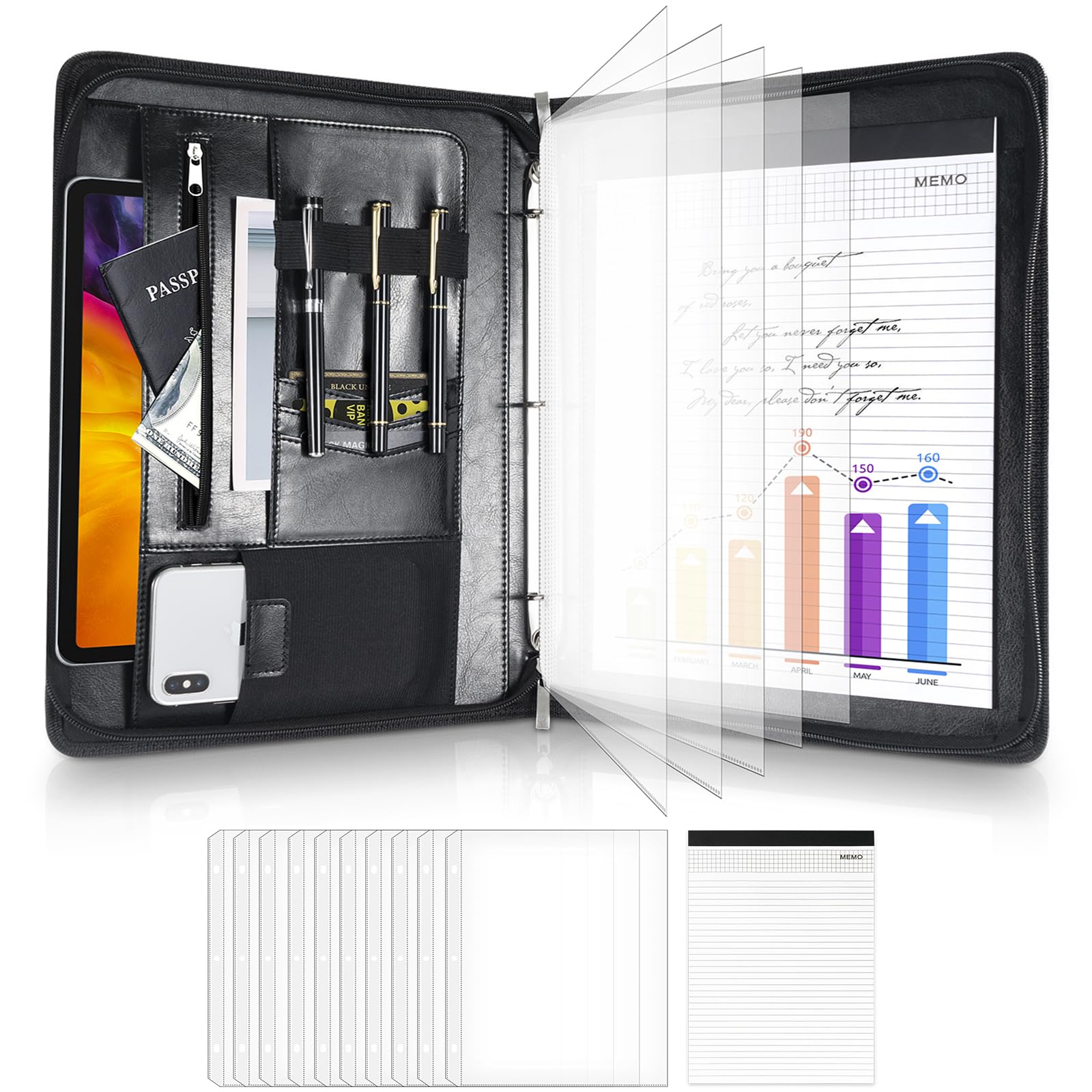 Amazon | ProCase 多機能バインダー、ジッパー付き フォルダー クリア