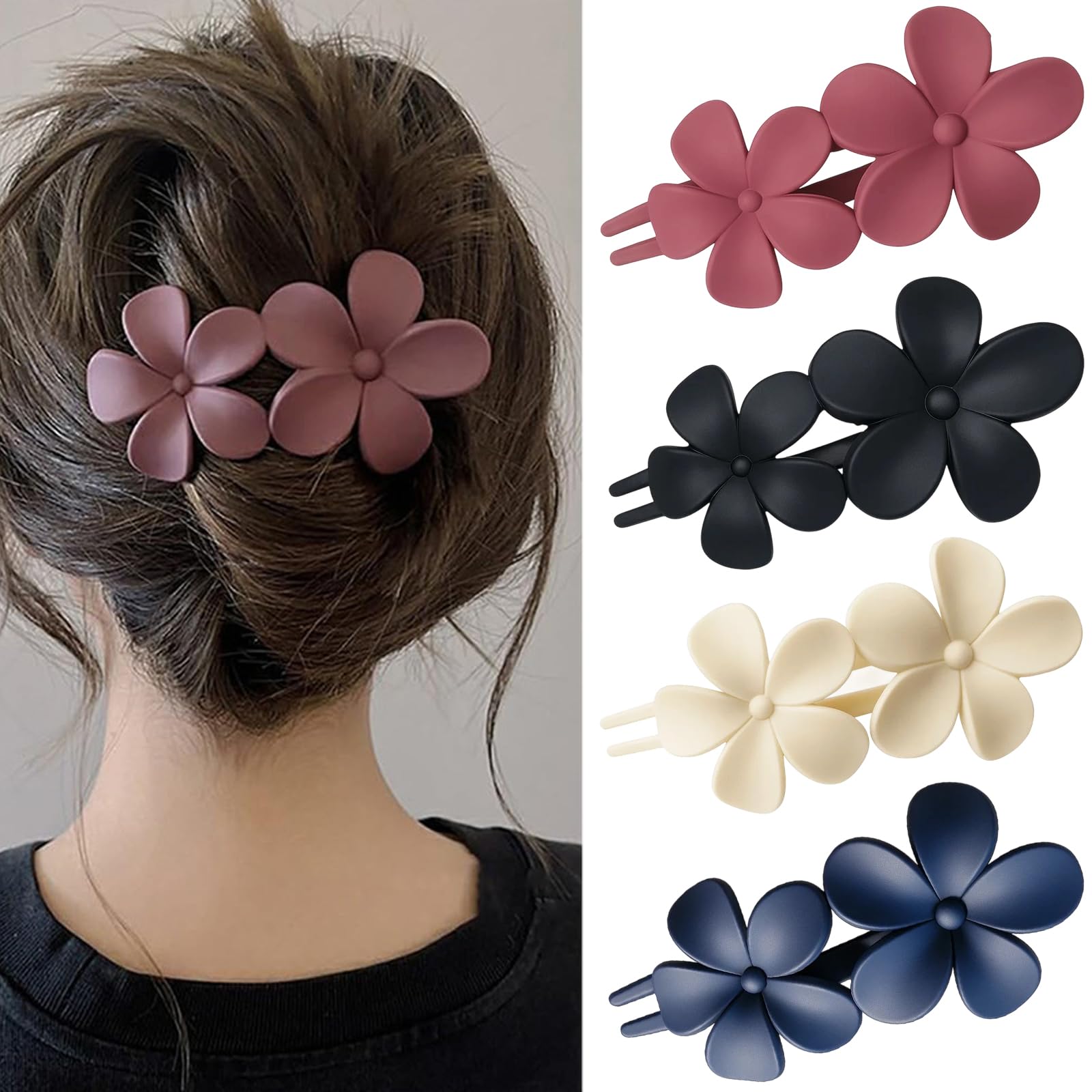 Amazon.co.jp: ZTFT ヘアクリップ 大きめ4個セット 花形ヘアクリ 花柄