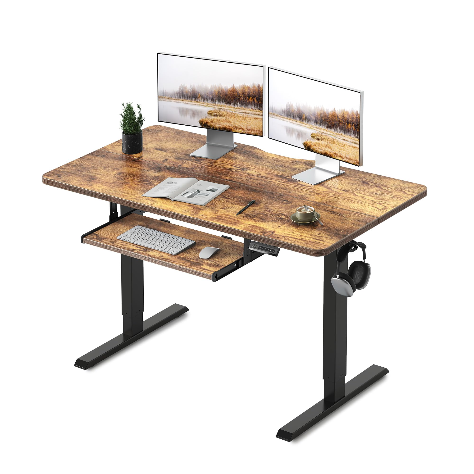 Amazon | FEZIBO 電動 昇降デスク スタンディングデスク 幅120cm 奥行