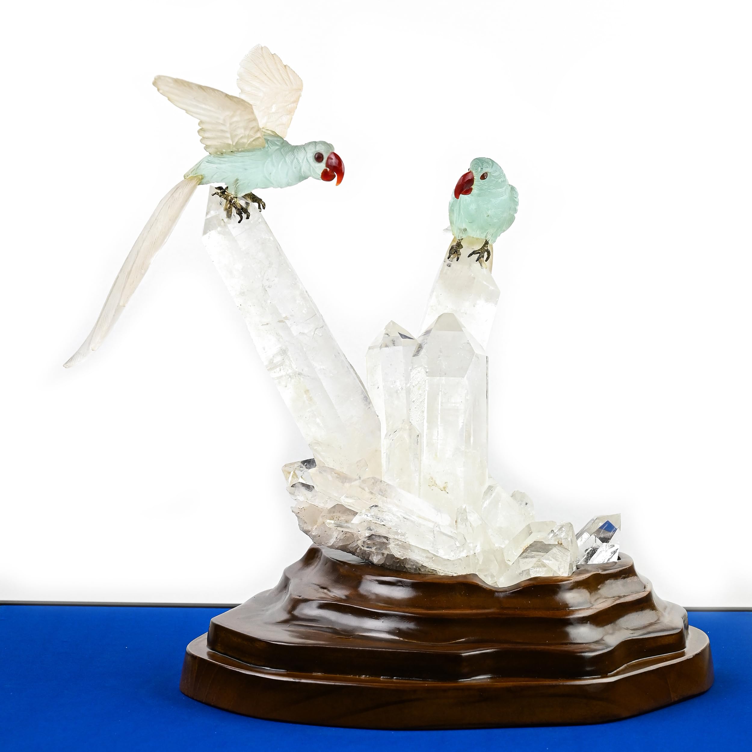 Amazon.co.jp: 【英雅堂】アクアマリンと水晶を使用したインコの彫刻