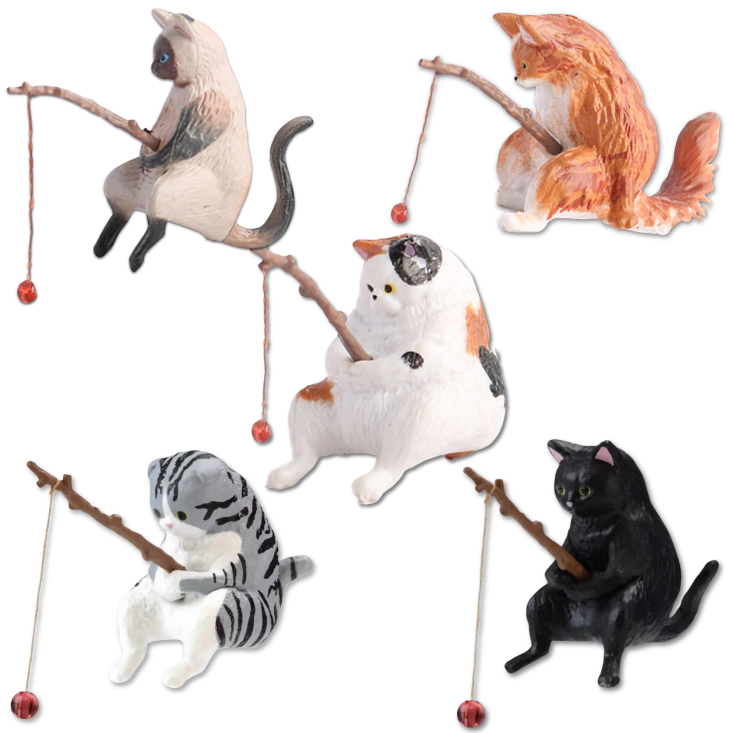 Amazon.co.jp: WATASHINO 猫フィギュア 釣り猫 置物 水槽オブジェ