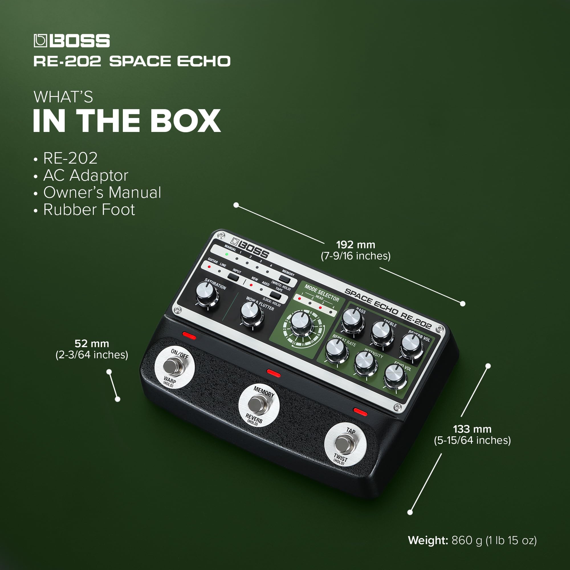Amazon.com: BOSS RE-202 Space Echo | Tape Echo Delay Reverb