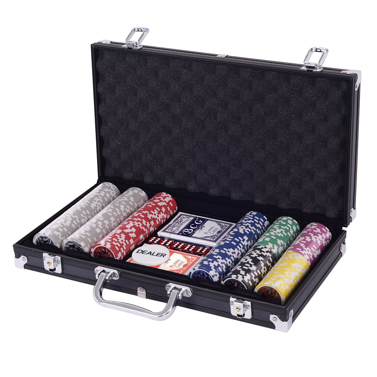 Amazon | COSTWAY ポーカーセット 数字入り 300枚チップ ポーカー