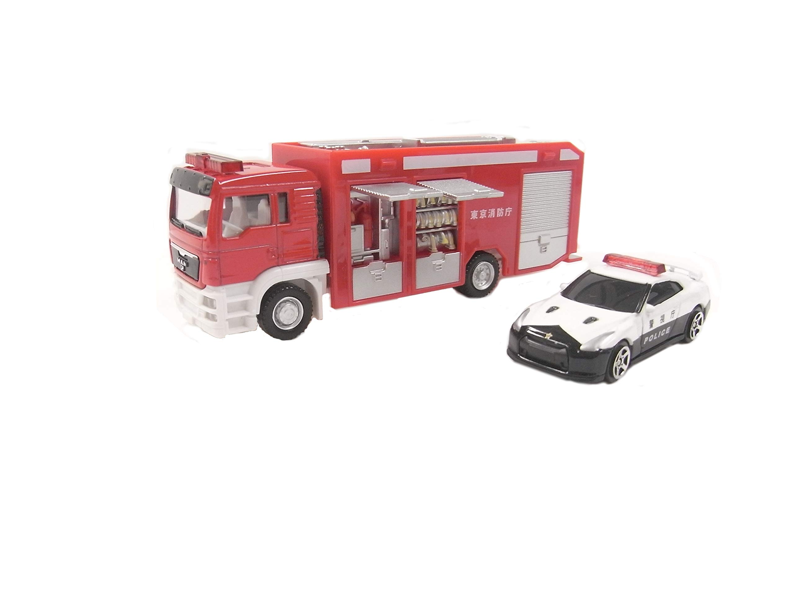Amazon | ジョーゼン キャストキッズ 消防車・ニッサンGT-Rパトカー