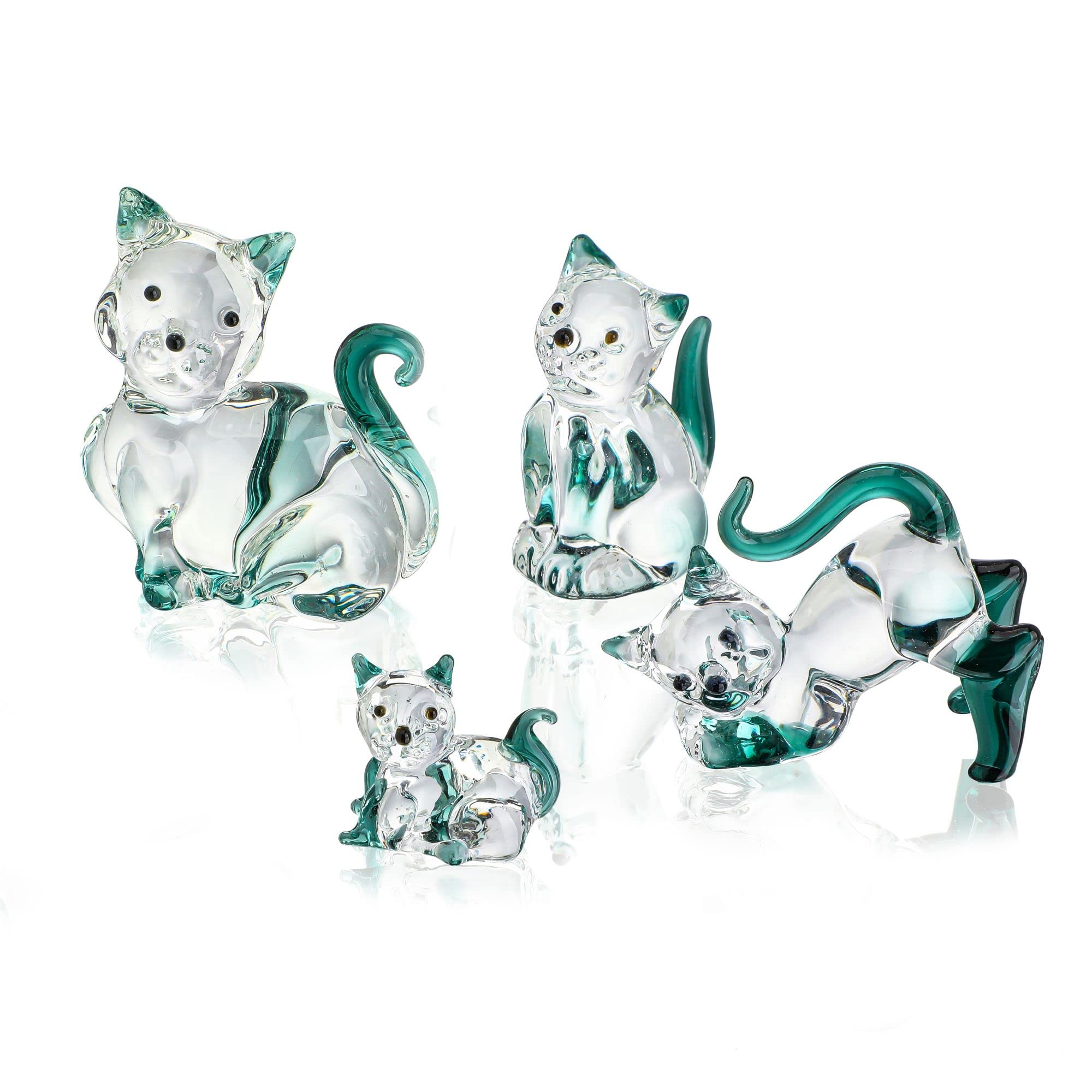 Amazon.co.jp: HDCRYSTALGIFTS 2インチ 吹きガラス 猫 置物 収集品 4個