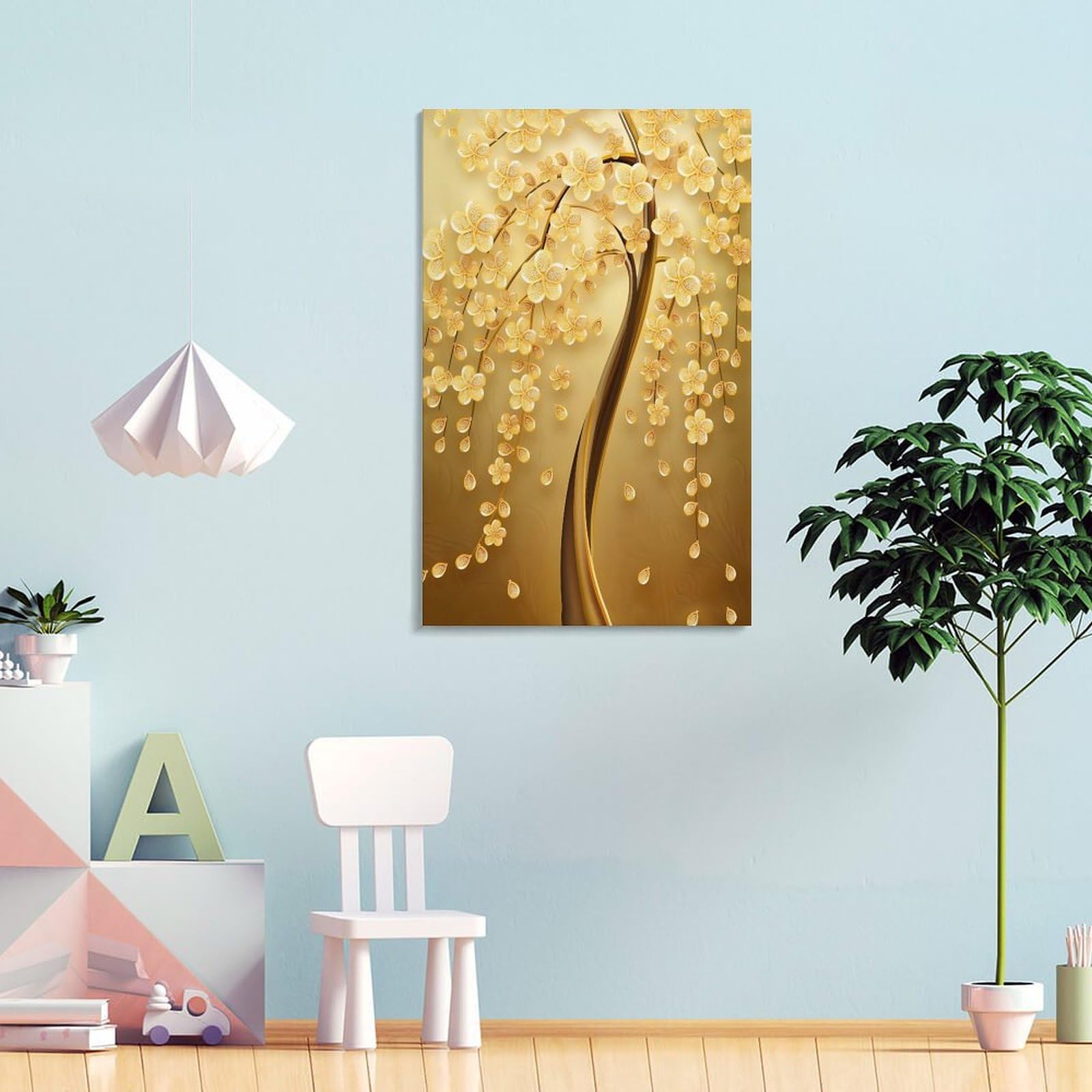 Amazon.co.jp: 風水 絵 玄関 油絵 絵画 金運アップお 幸運の木 風水絵