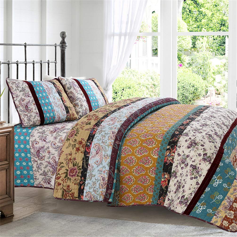 Amazon.co.jp: ベッドカバー 綿 230 x 250 cm ベッドカバー パッチ