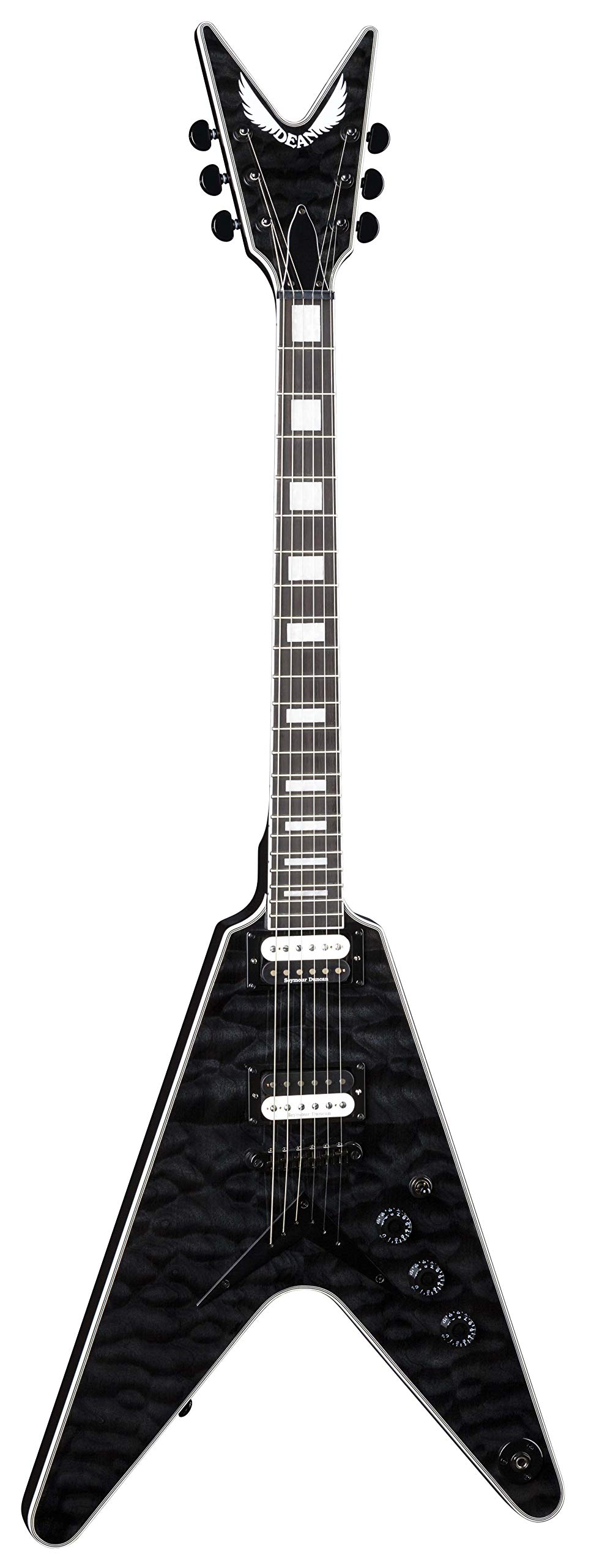 Amazon.com: Dean V Select Quilt Top Electric Guitar, Trans Black