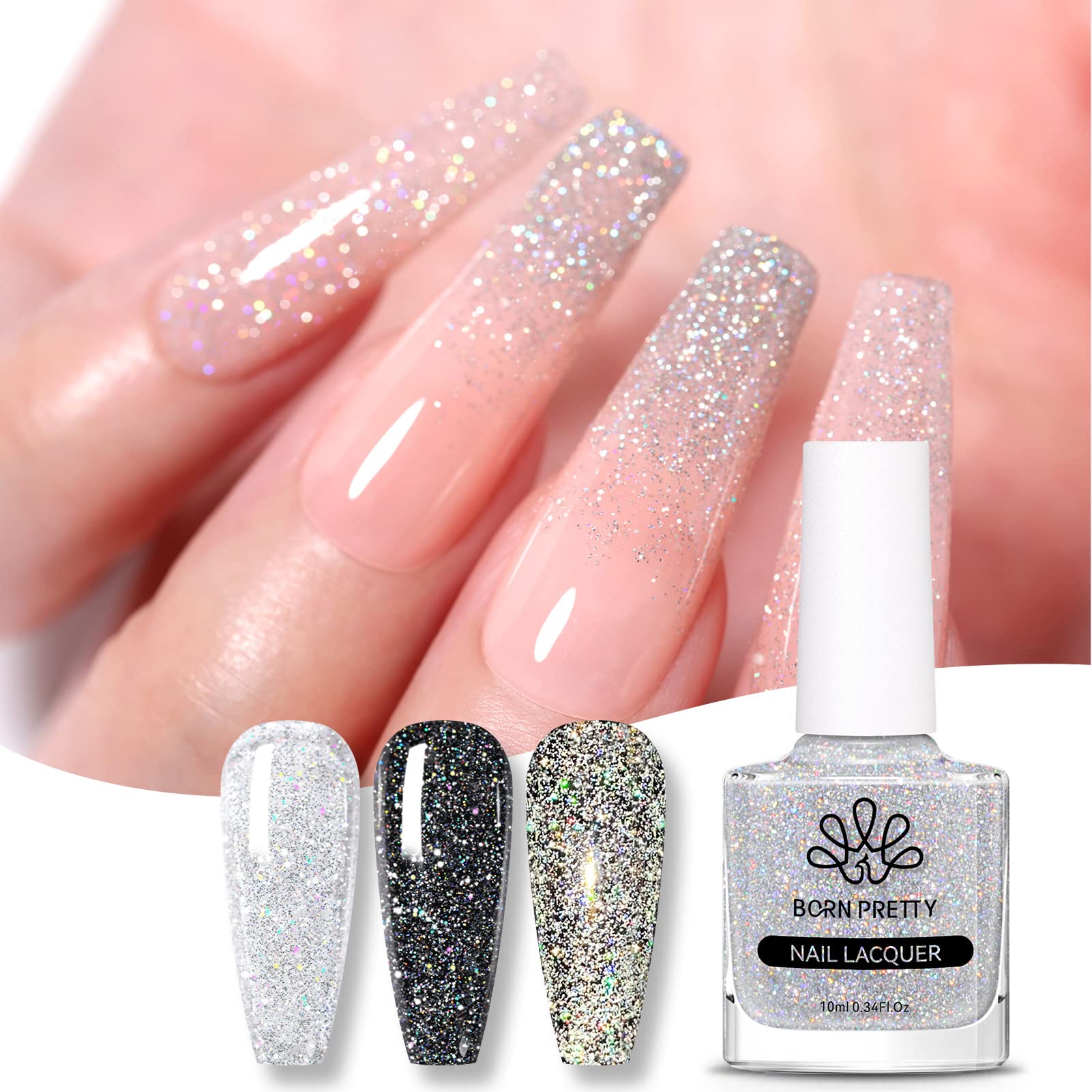 Amazon | BORN PRETTY マニキュア ラメ入り 7ML ネイルポリッシュ 速乾