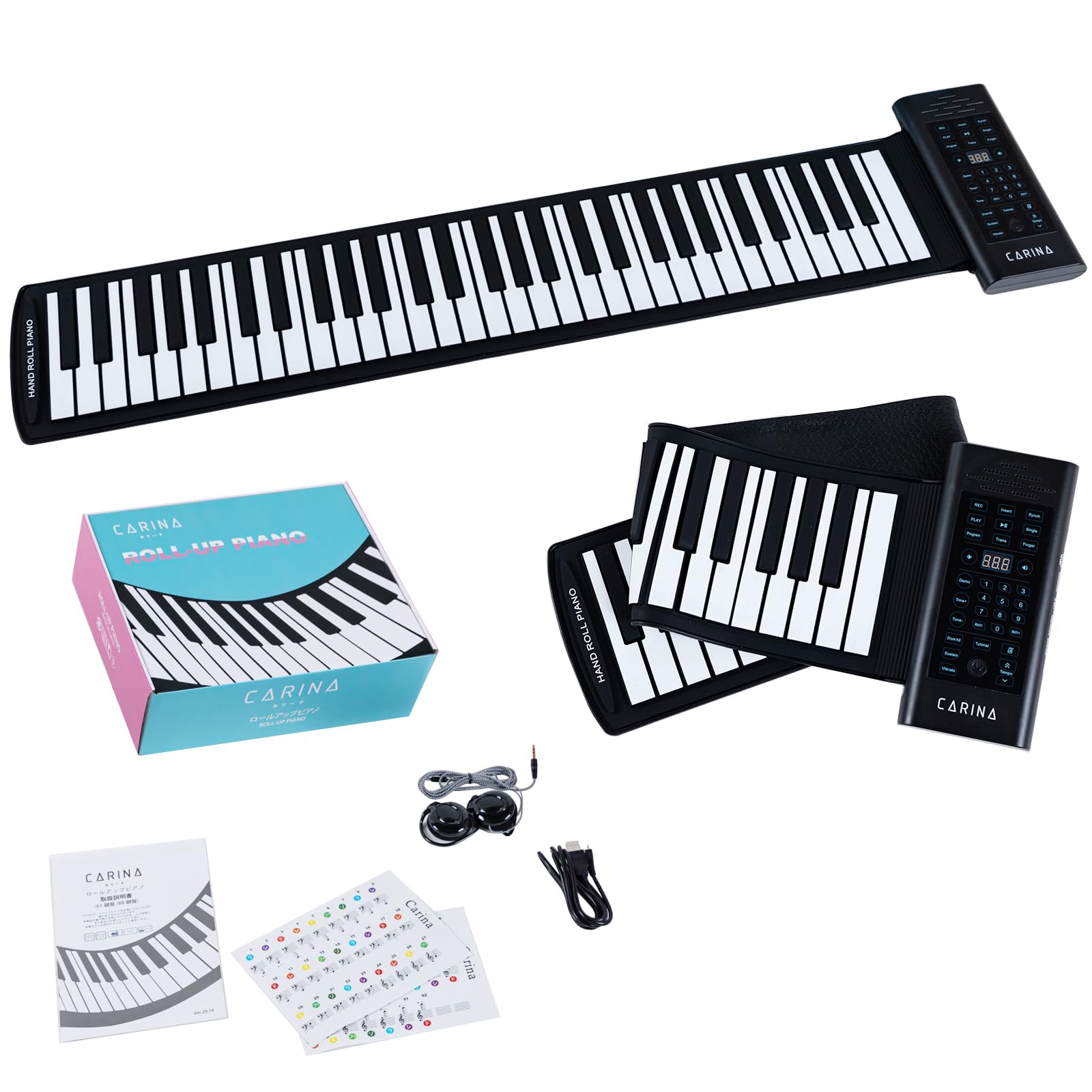 Amazon.co.jp: Carina ロールアップピアノ 61鍵盤 キーボード USB充電