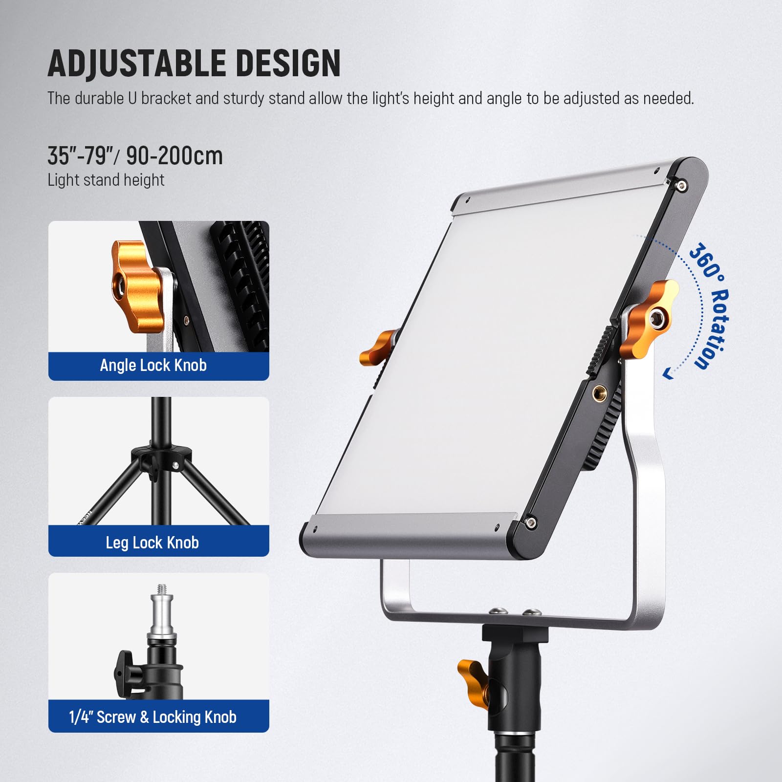 Neewer 2 Packs Dimmable Bi Color 480 LED Video Light Kit, 3200