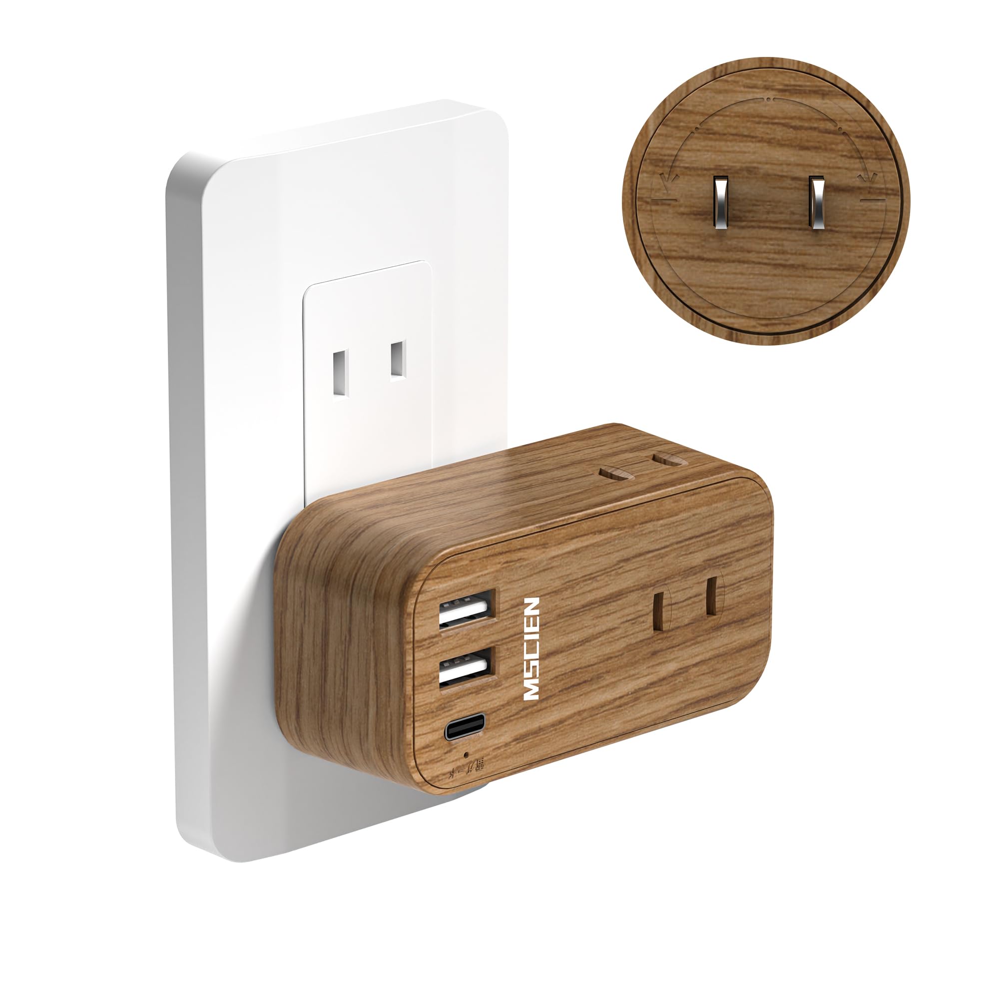 Amazon.co.jp: MSCIEN 電源タップ コンセント USB付き タイプC 木目