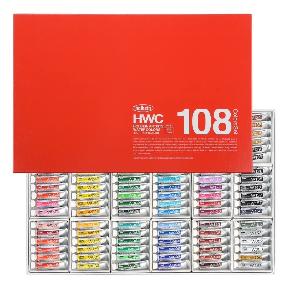 Amazon | ホルベイン 透明水彩絵具 W422 5ml 108色 全色セット 3422