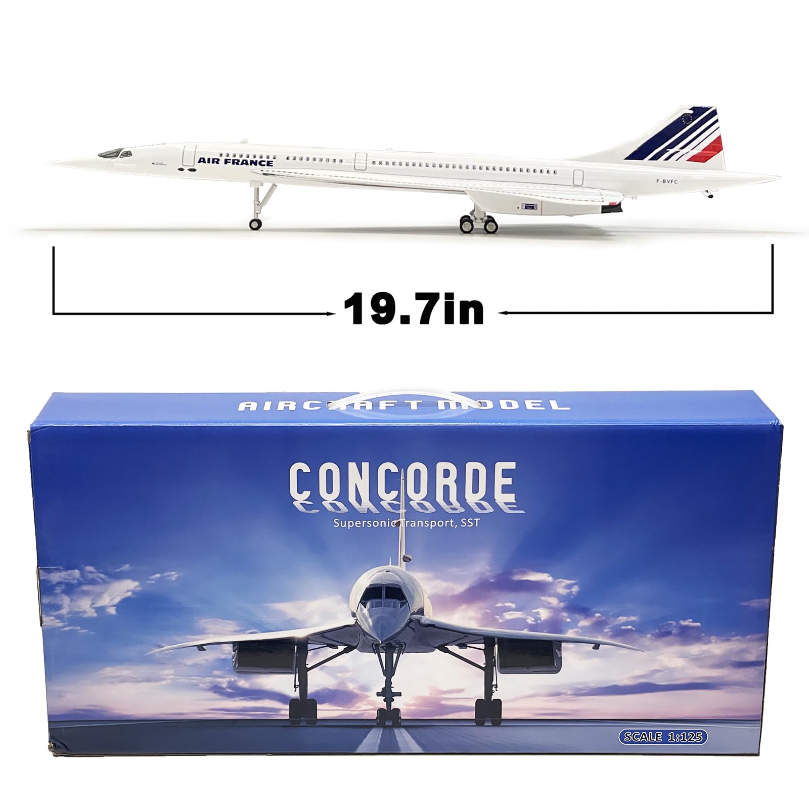 Amazon.co.jp: 1/125スケール コンコルド模型飛行機 - エールフランス