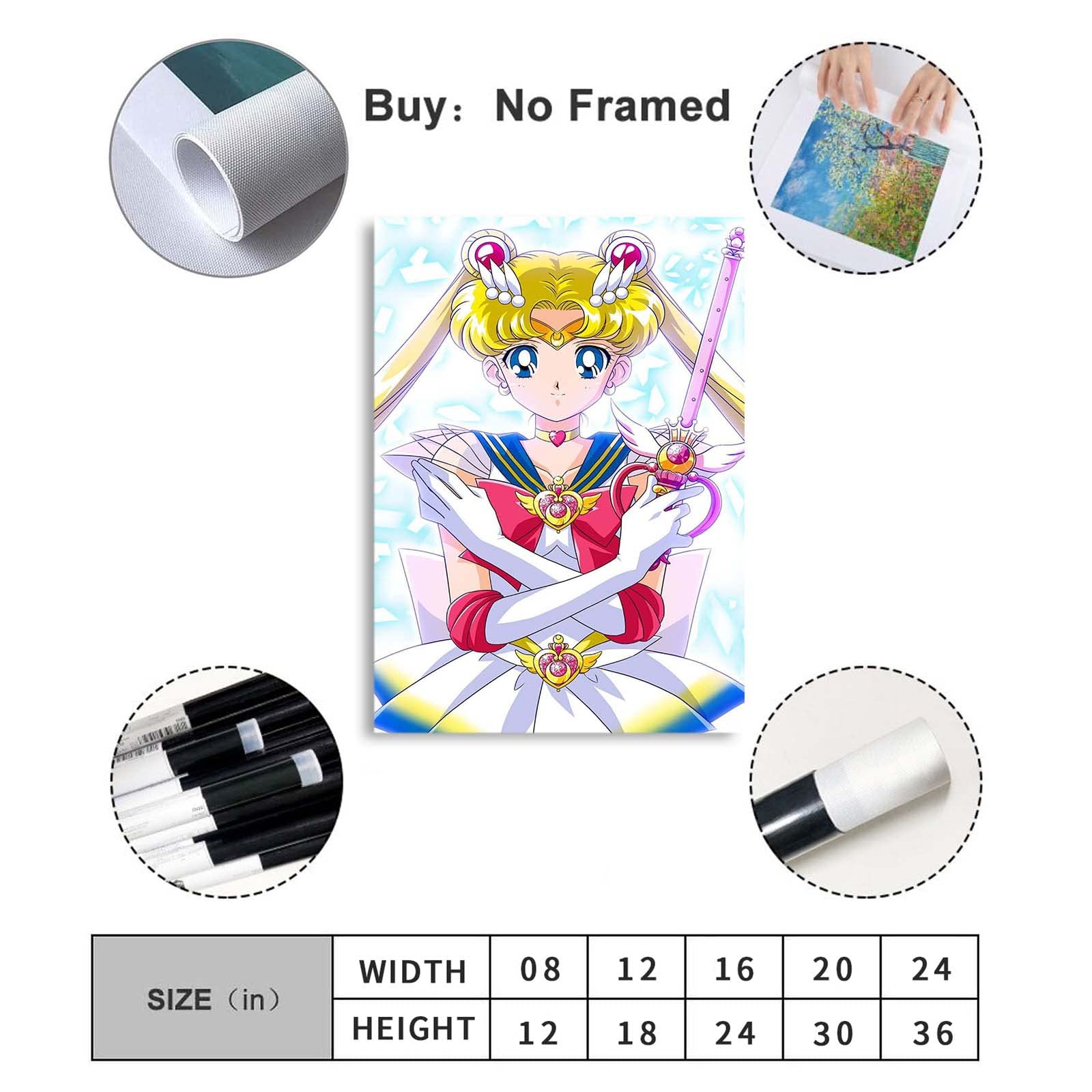 Amazon｜セーラームーンポスターと壁アートキャンバス画像印刷現代の家