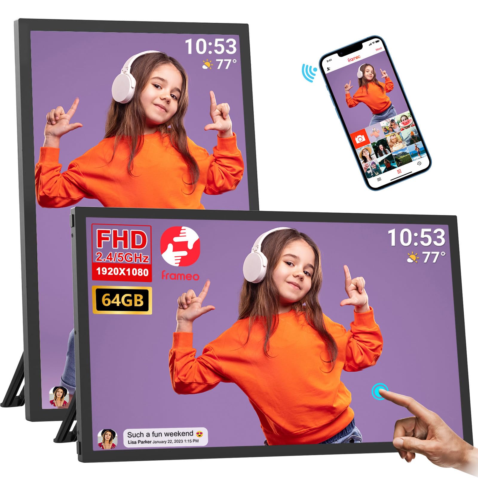 Amazon | 64GB FRAMEO 21.5インチ デジタルフォトフレーム Wi-Fi 対応