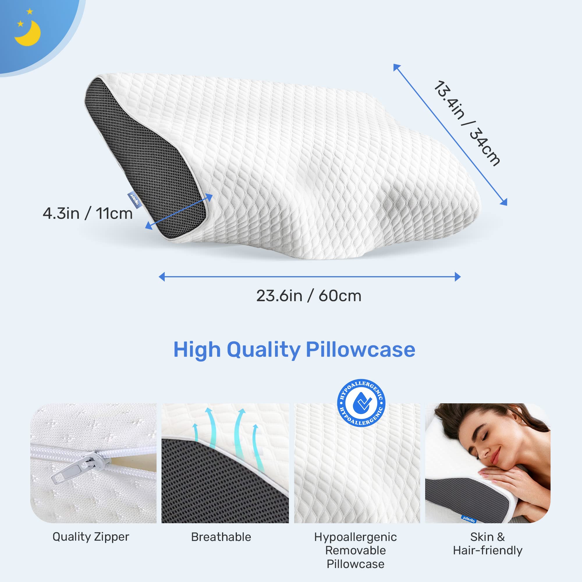 Amazon｜デリラ枕 | 頸部メモリーフォームサイド、背中、うつ伏せ枕