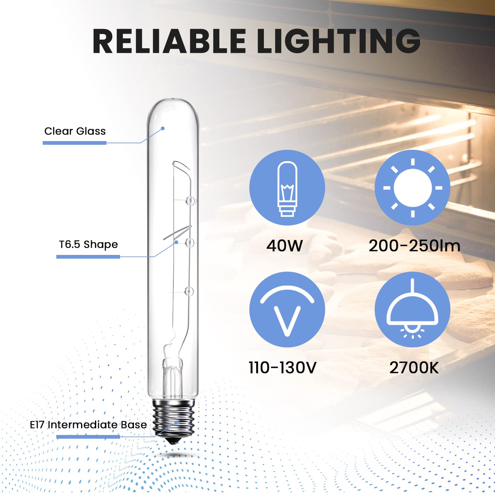 Bonlux 40 Watt T6.5 Refrigerator Light Bulb Dimmable, 120V