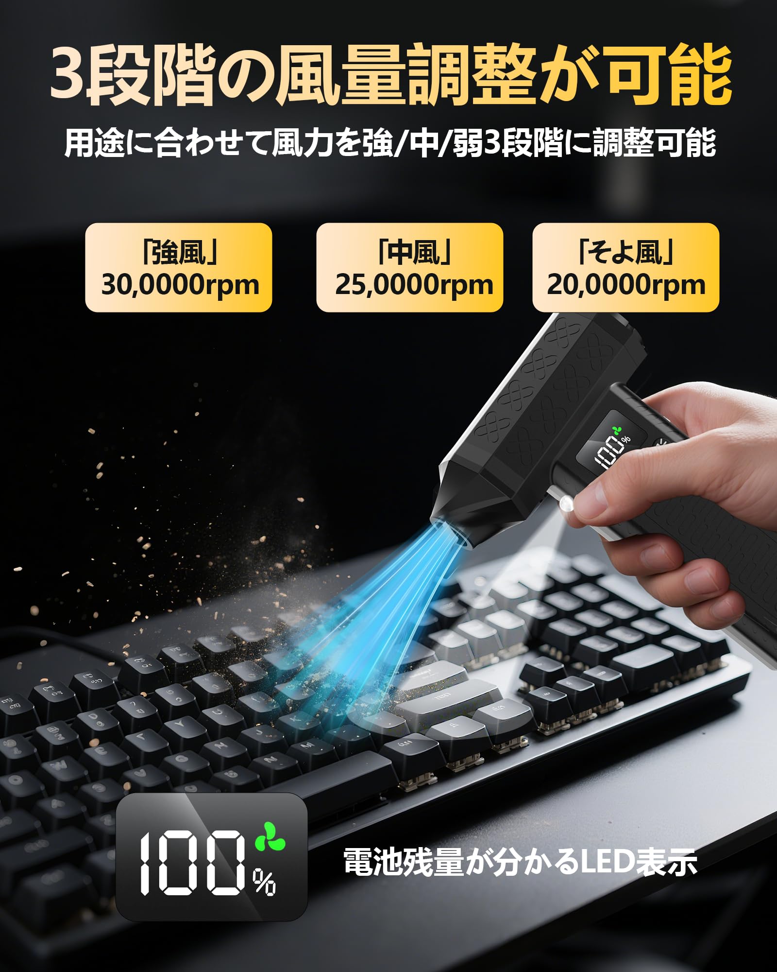 Amazon.co.jp: FOXKING 洗車 ブロワー 最強 300000rpm電動エアダスター