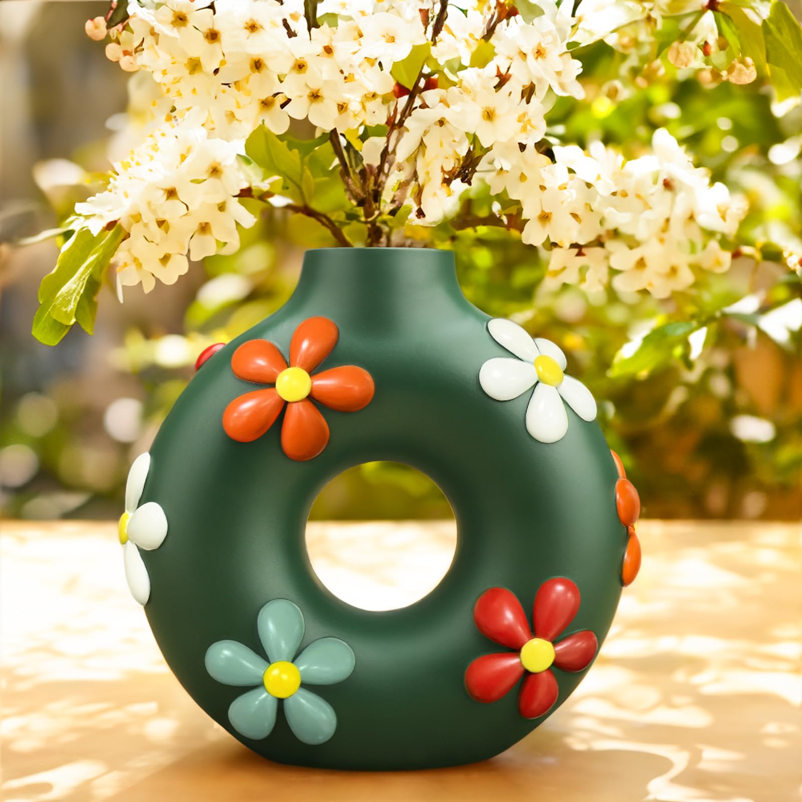 Amazon.co.jp: GUGUGO カラフルでかわいいドーナツの花瓶、モダンな