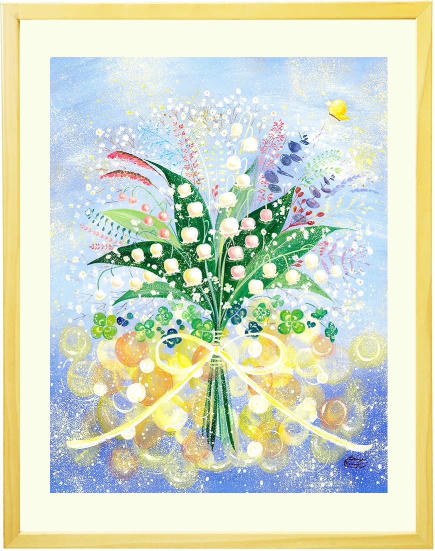 Amazon.co.jp: 絵画 インテリア すずらん 花束 「巡る幸せを花束に