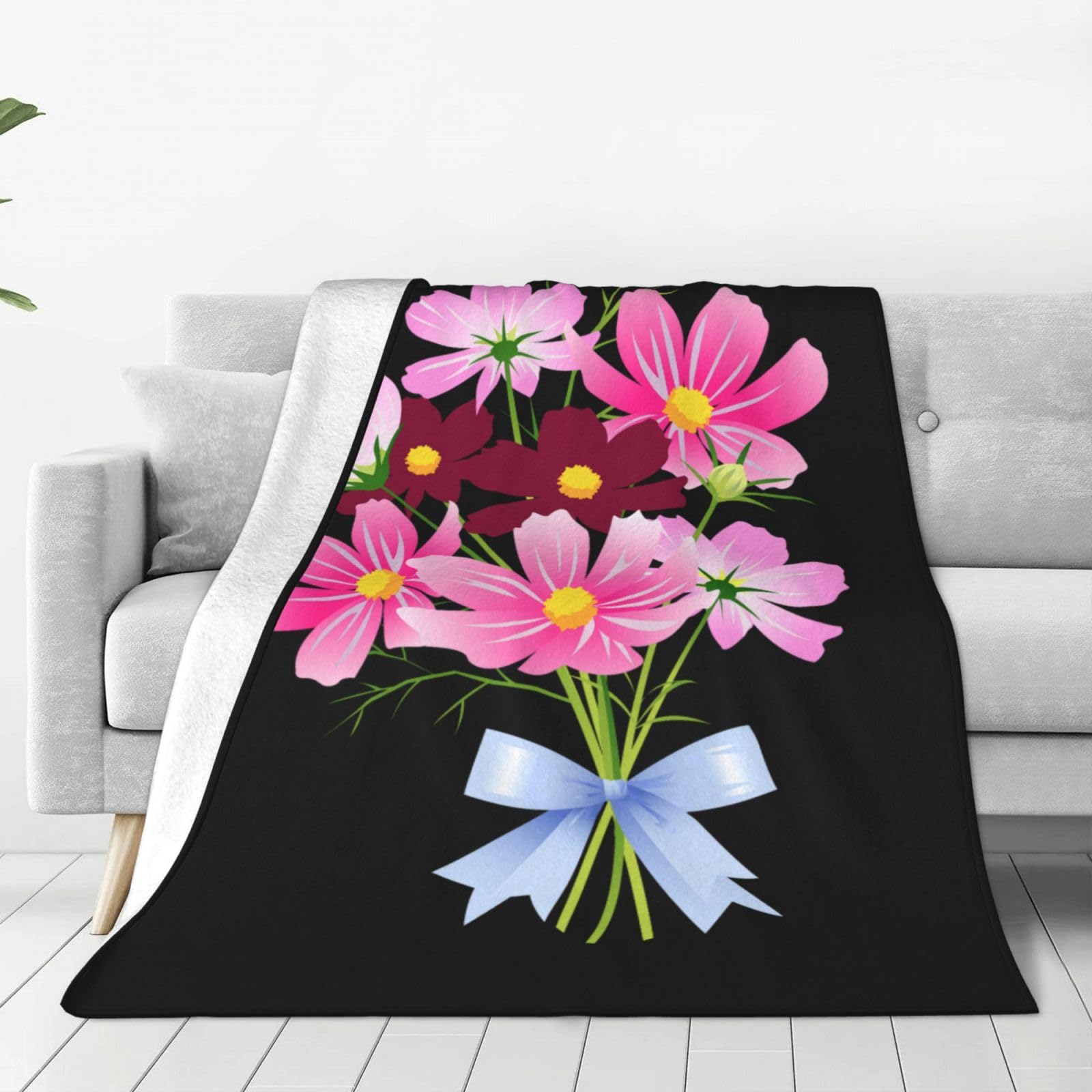 Amazon｜毛布 コスモスの花束 ブランケット シングル 夏用 掛け毛布