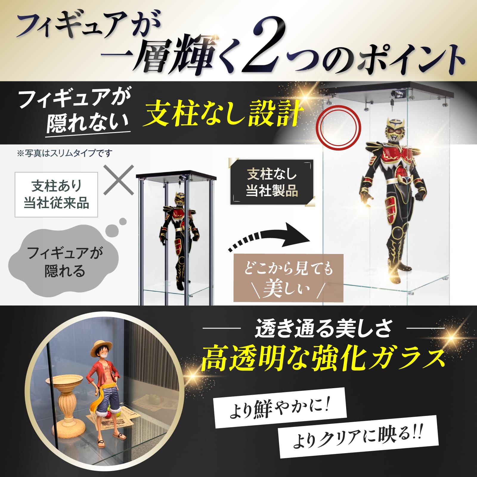 Amazon.co.jp: 生活グッズラボ ショーケース ガラスケース 背面ミラー