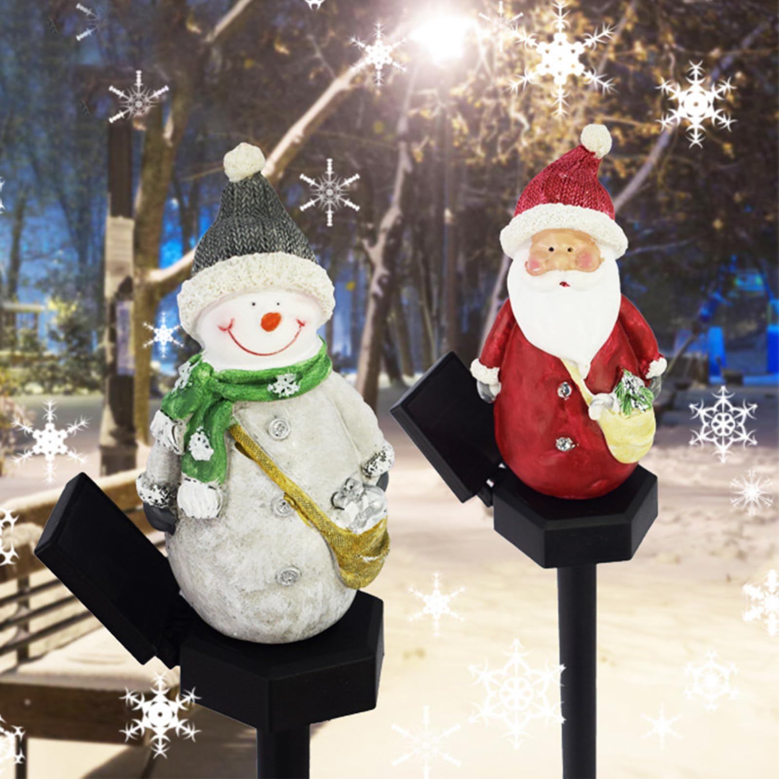 Amazon.co.jp: ソーラーガーデンライト かわいい サンタ/雪だるまの形
