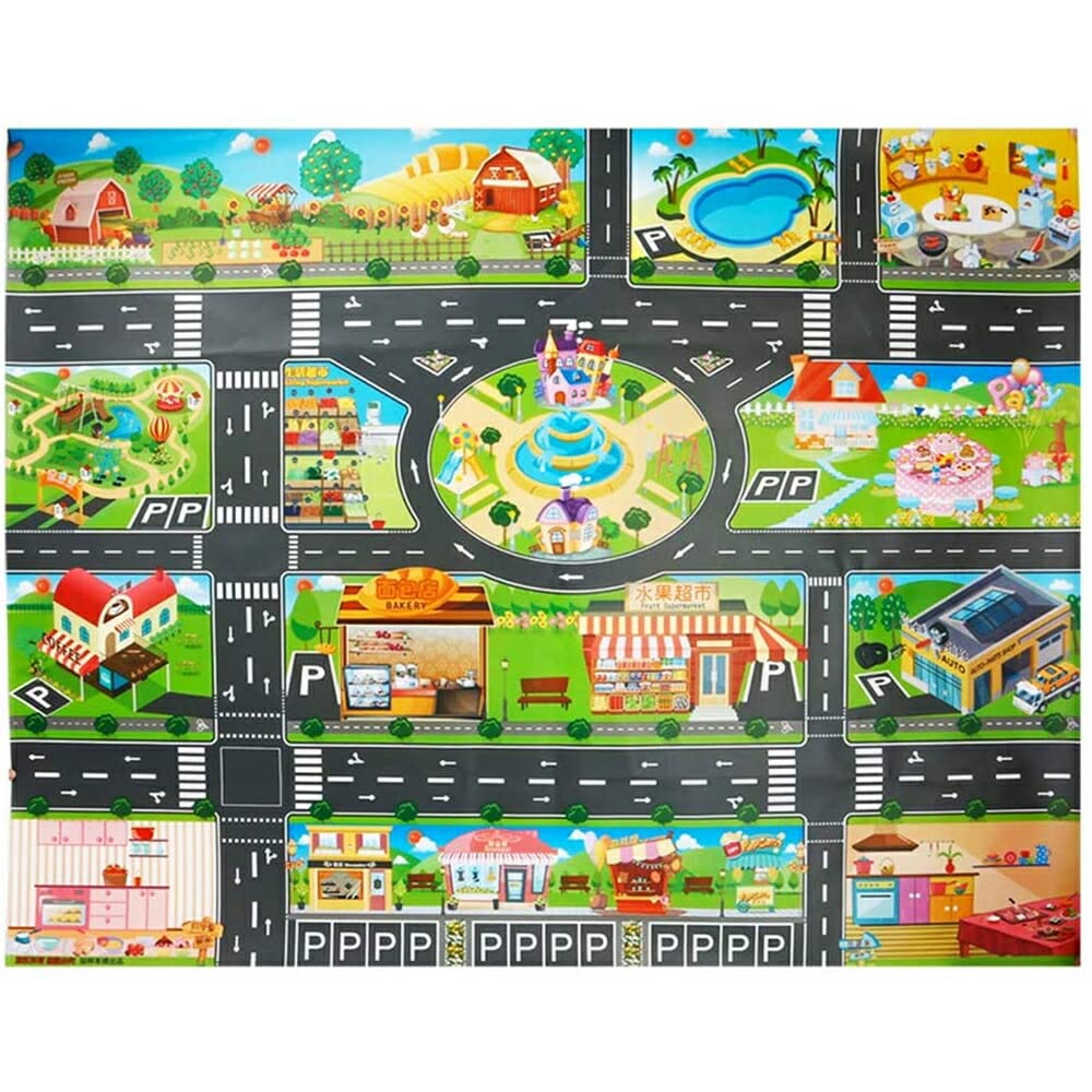 Amazon.co.jp: [AiO JAPAN] プレイマット 道路 ロードマップ 街並み