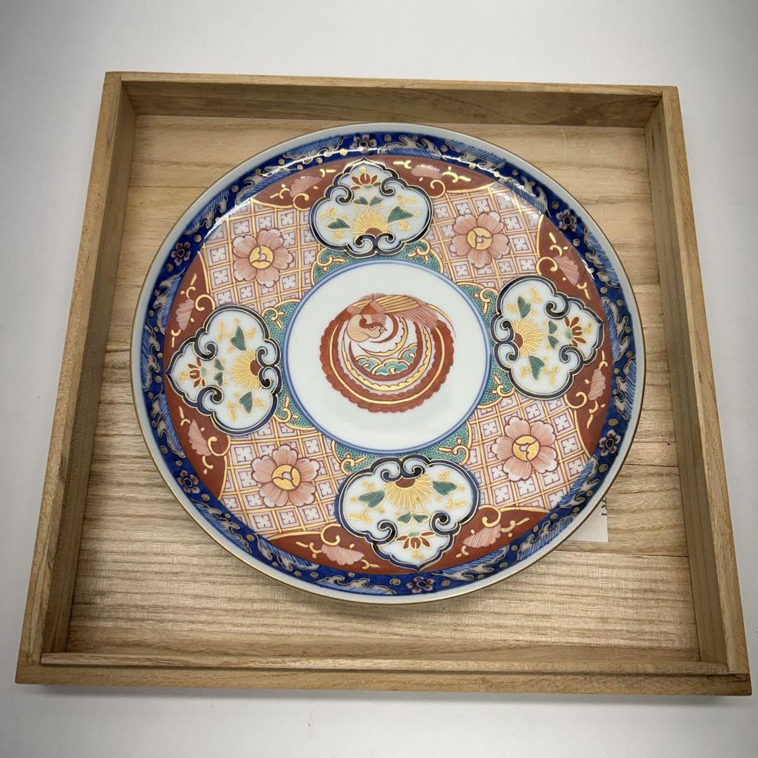 古伊万里 盛皿 日肥其泉 昭和年製印 31cm 飾皿 色絵 有田焼大皿 伊万里