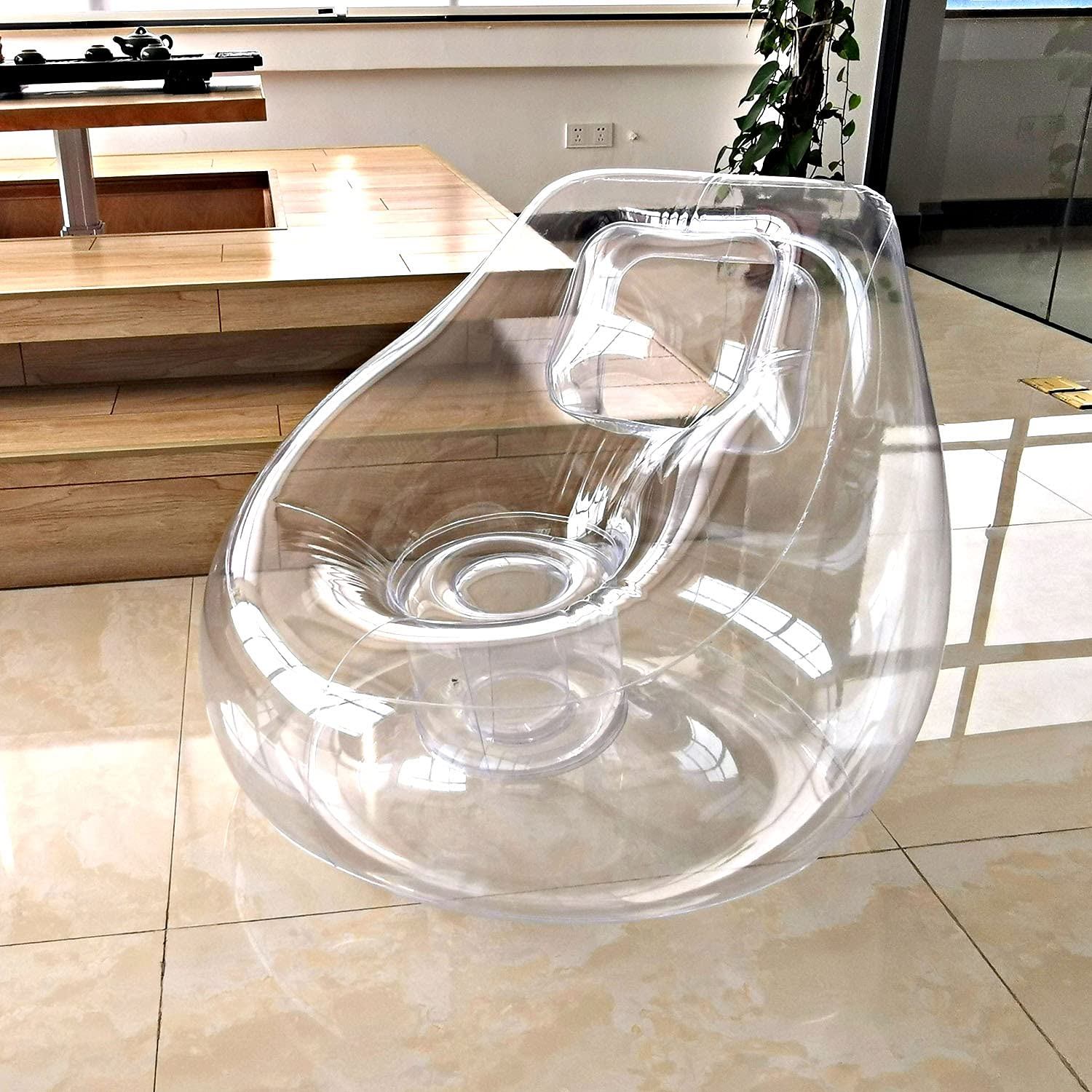 Amazon.co.jp: 新しい屋外インフレータブルソファ透明シングルシート