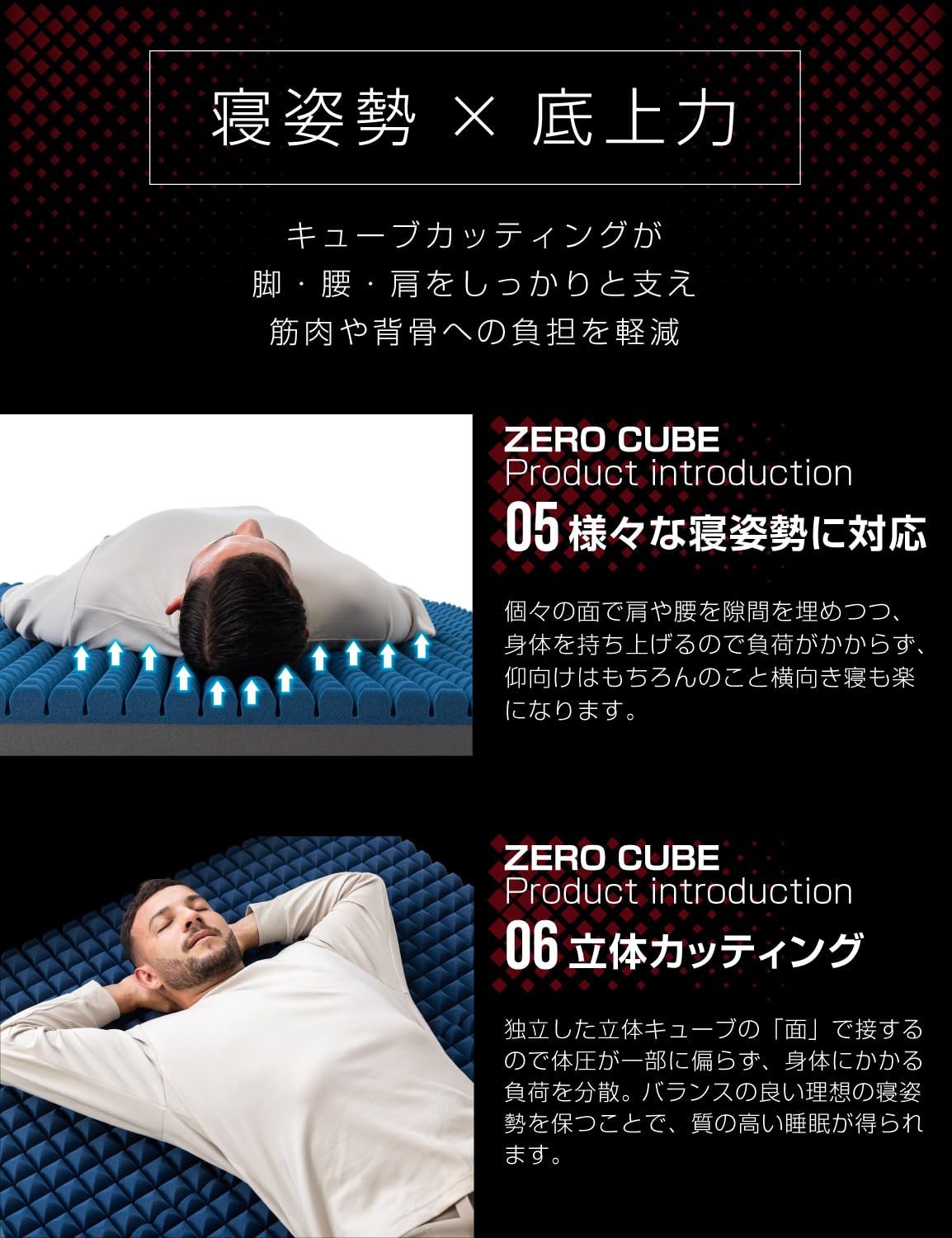 Amazon｜ゼロキューブ マットレス 【 高反発 250N 超硬質】10cm厚 硬め