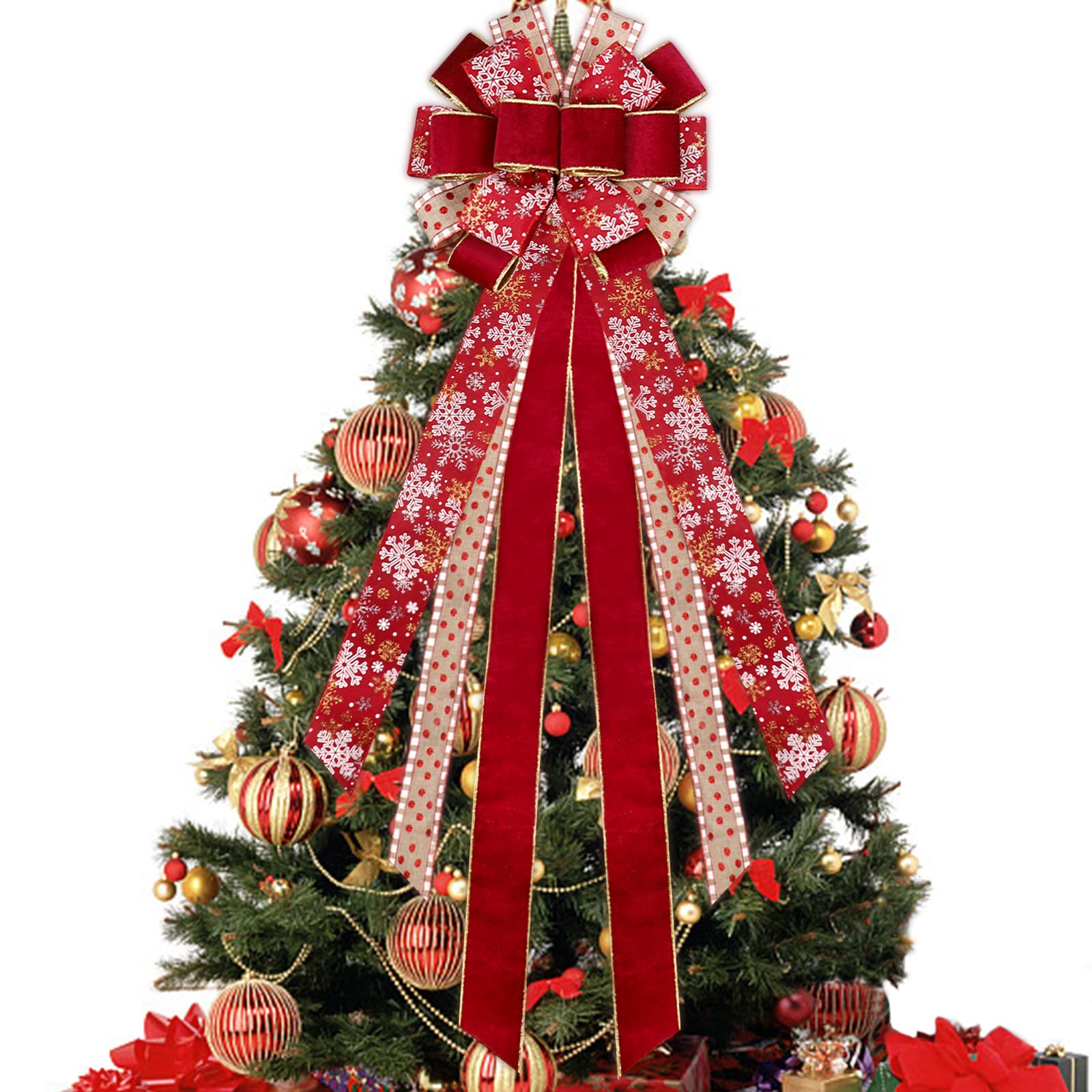 Amazon.co.jp: Lucleag クリスマスツリートッパーリボン 11.8 x 47.2
