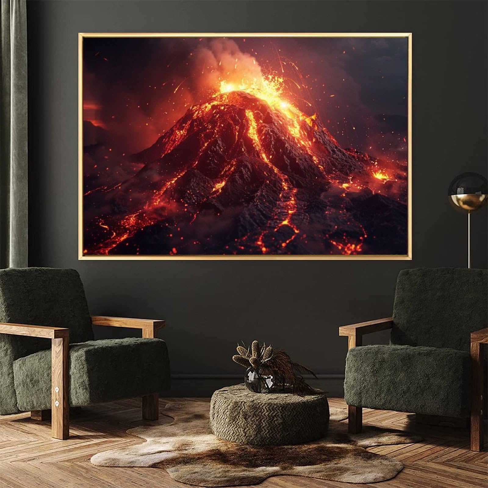 Amazon.co.jp: 絵画 火山噴火の風景 アートパネル ポスター 雄大な自然