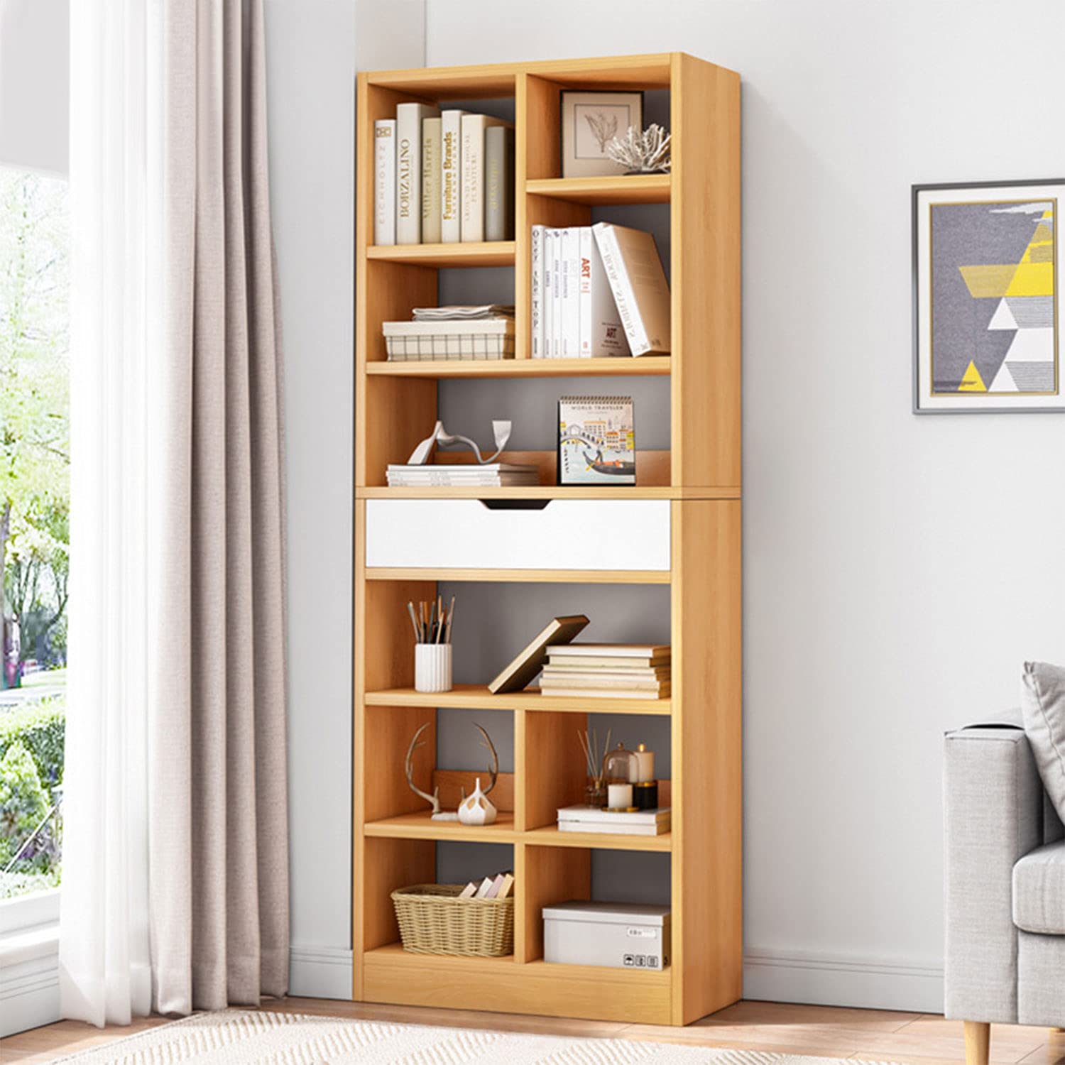 Amazon.com: IOTXY Wooden Open Shelf Bookcase - 71 Inches Tall
