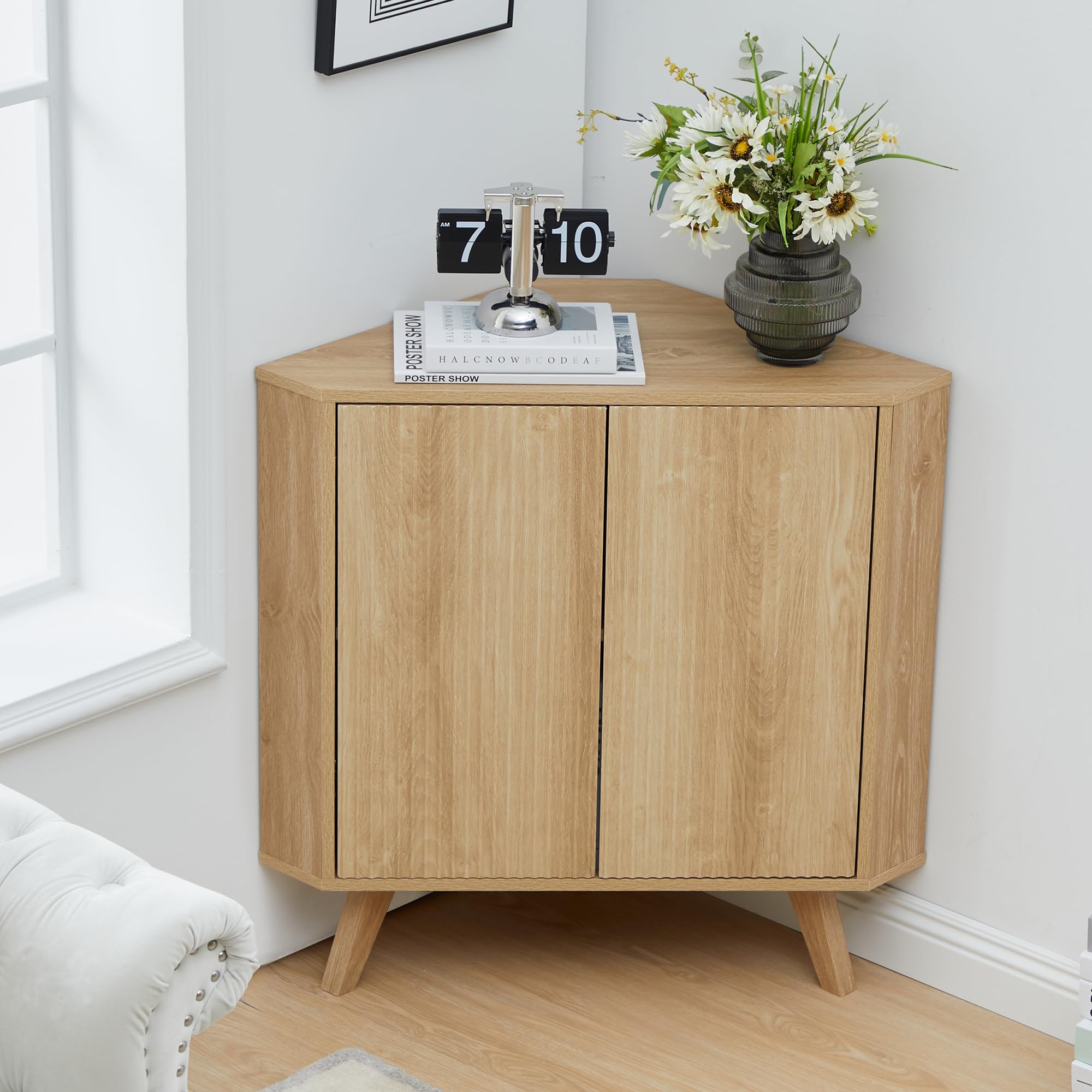 Amazon.com: XUZENEST Fluted Floor Corner Cabinet, Small Corner