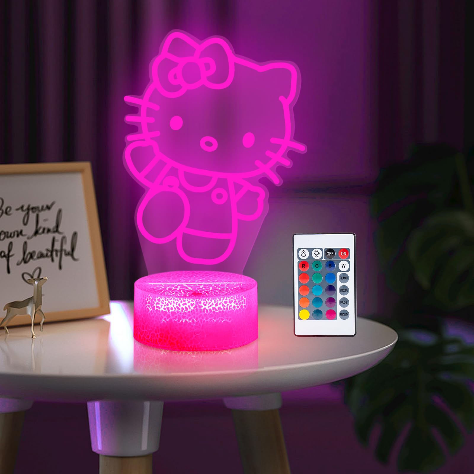 LOUHH Kitty Night Light, 3D LED 16 Color Intelligent Remote