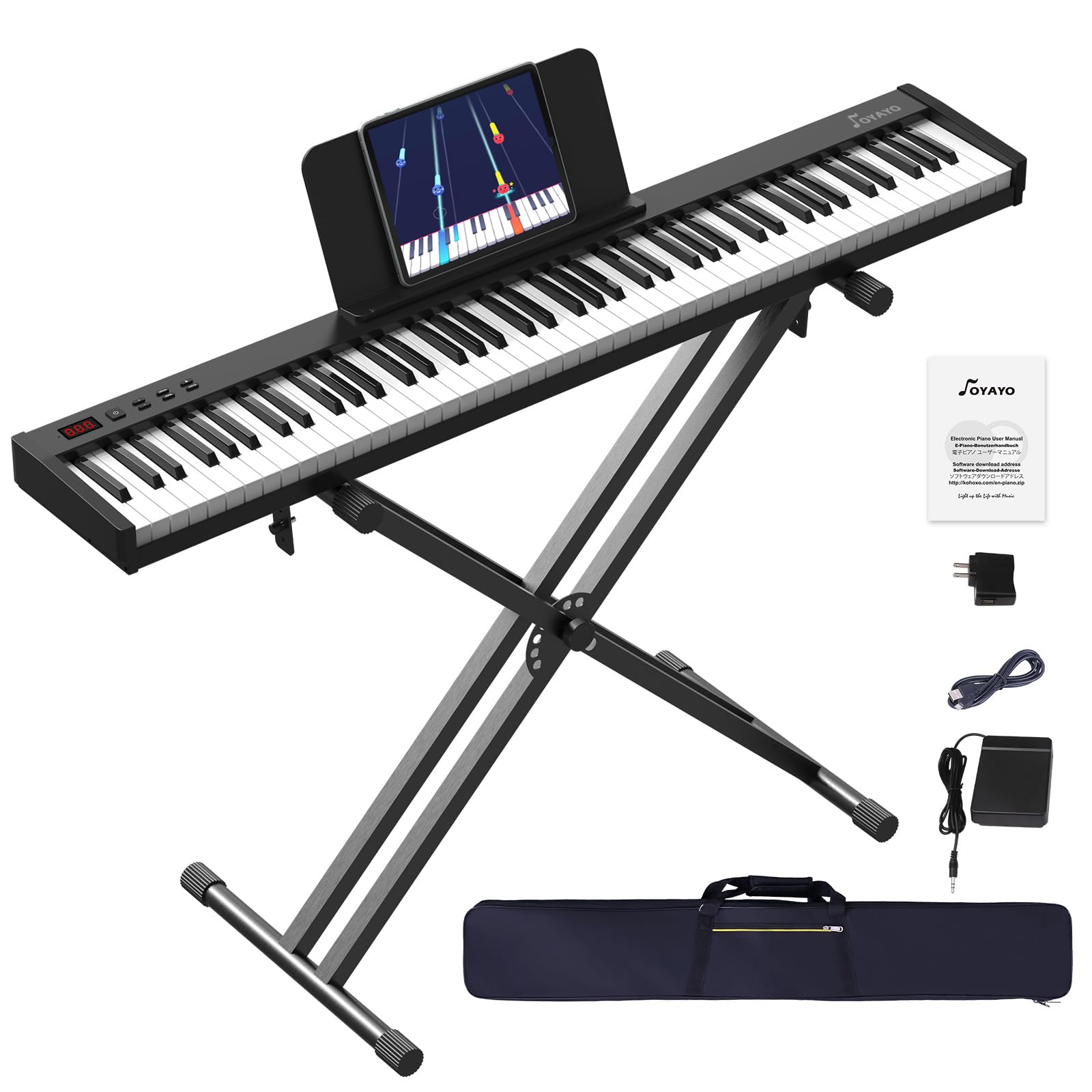 Amazon | 【電子ピアノセット】OYAYO 88鍵盤 電子ピアノ スタンド付き