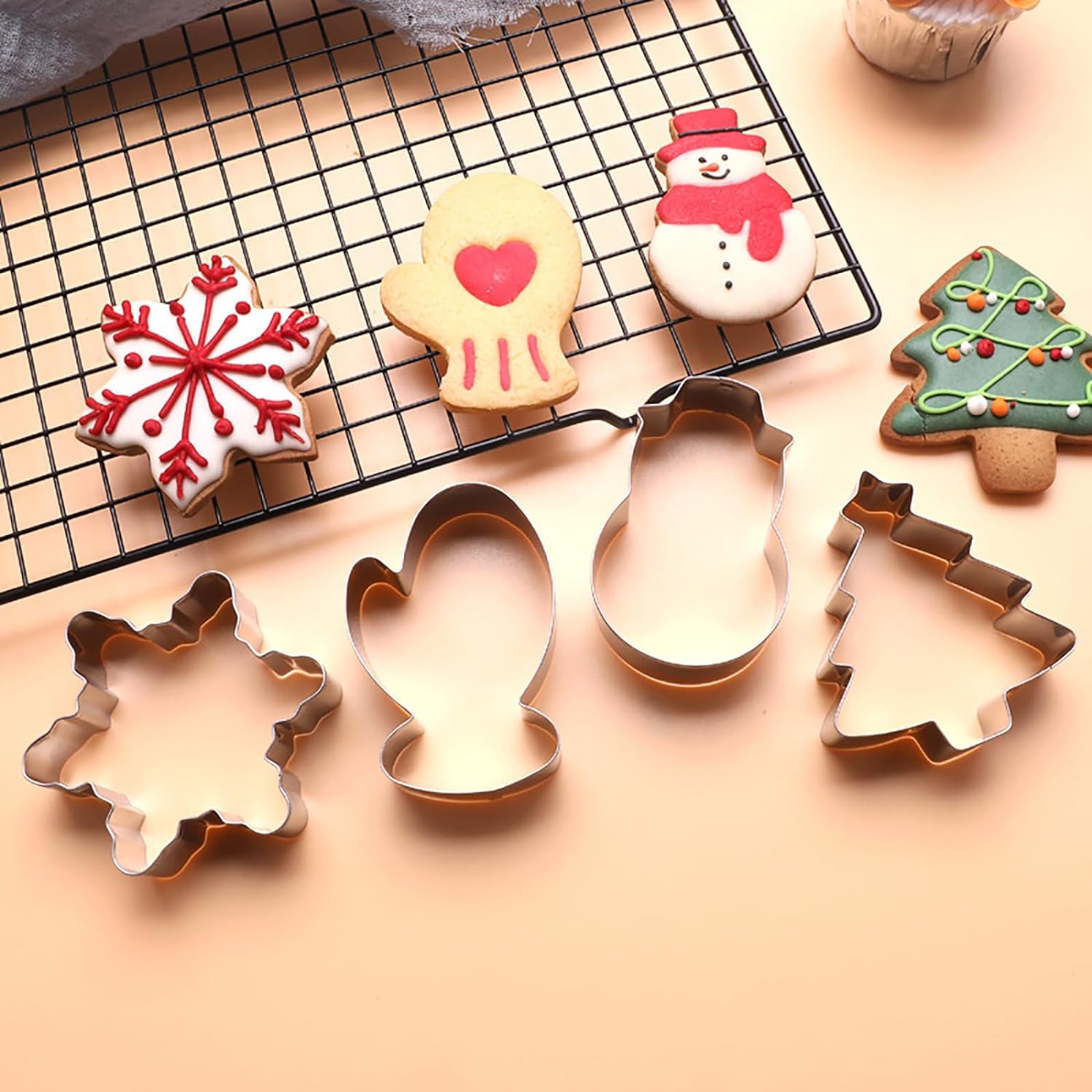 Amazon｜クリスマス クッキー型 4点セット ステンレス 抜き型 雪