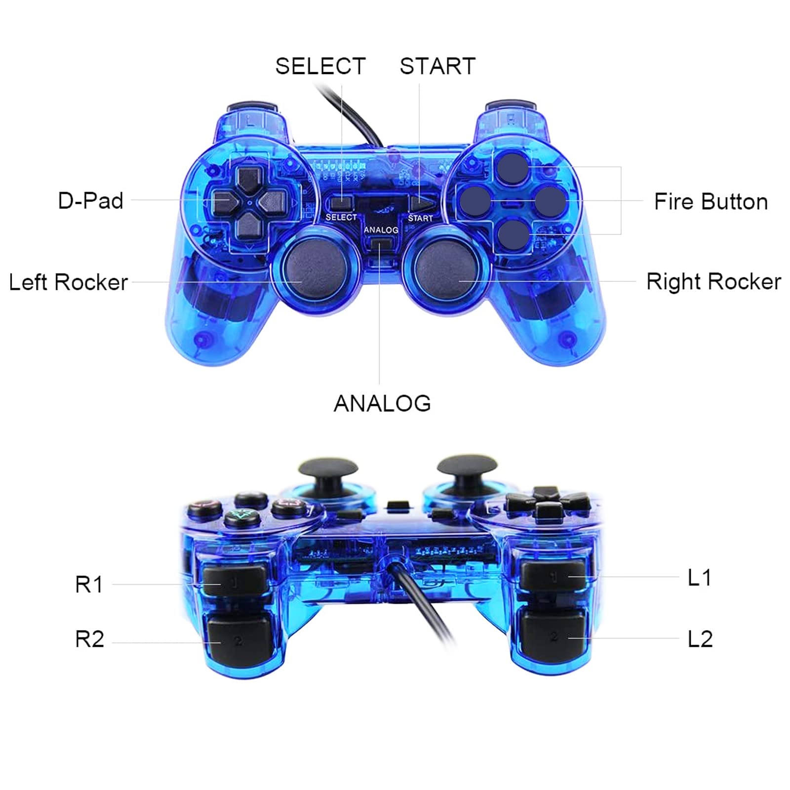 Amazon.co.jp: JINHOABF PS2 有線コントローラー 2個パック ダブル
