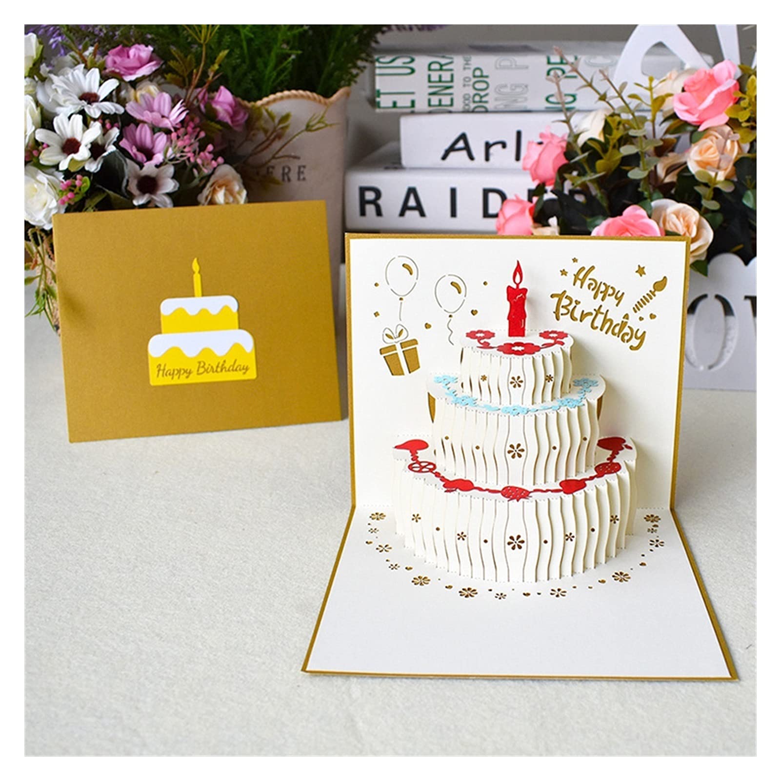 Amazon | 誕生日グリーティングカード 誕生日ケーキ3D手作り