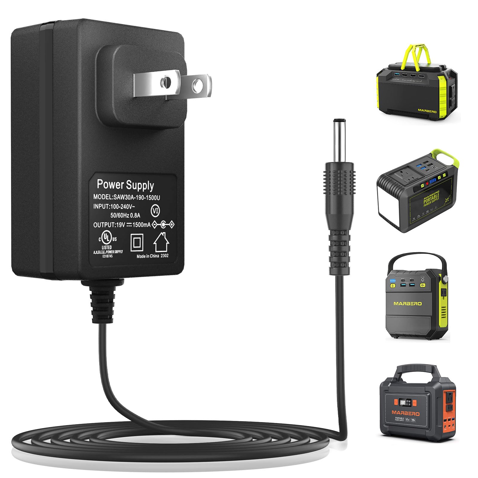 Amazon.com: MARBERO 19V AC/DC Adapter Power Cord Power Supply Plug