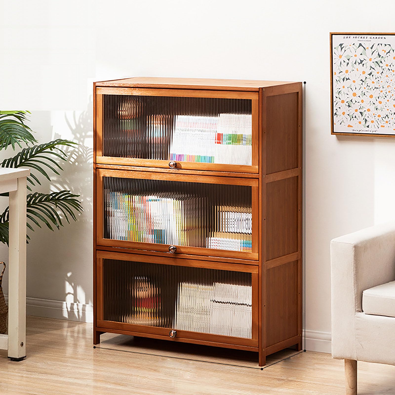 Amazon.com: JSLJDM 4 Tiers Bookshelf,Bookcase with Doors,Industial